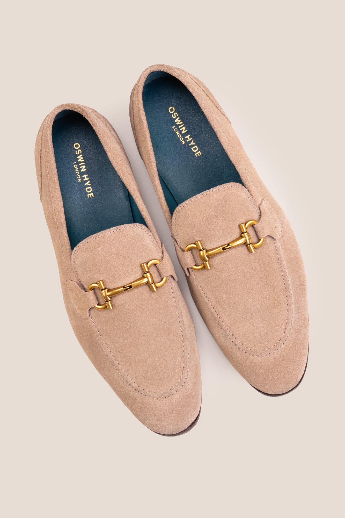 Horsebit men's Sand Suede Premium Loafers by Oswin Hyde with contemporary design and comfort.