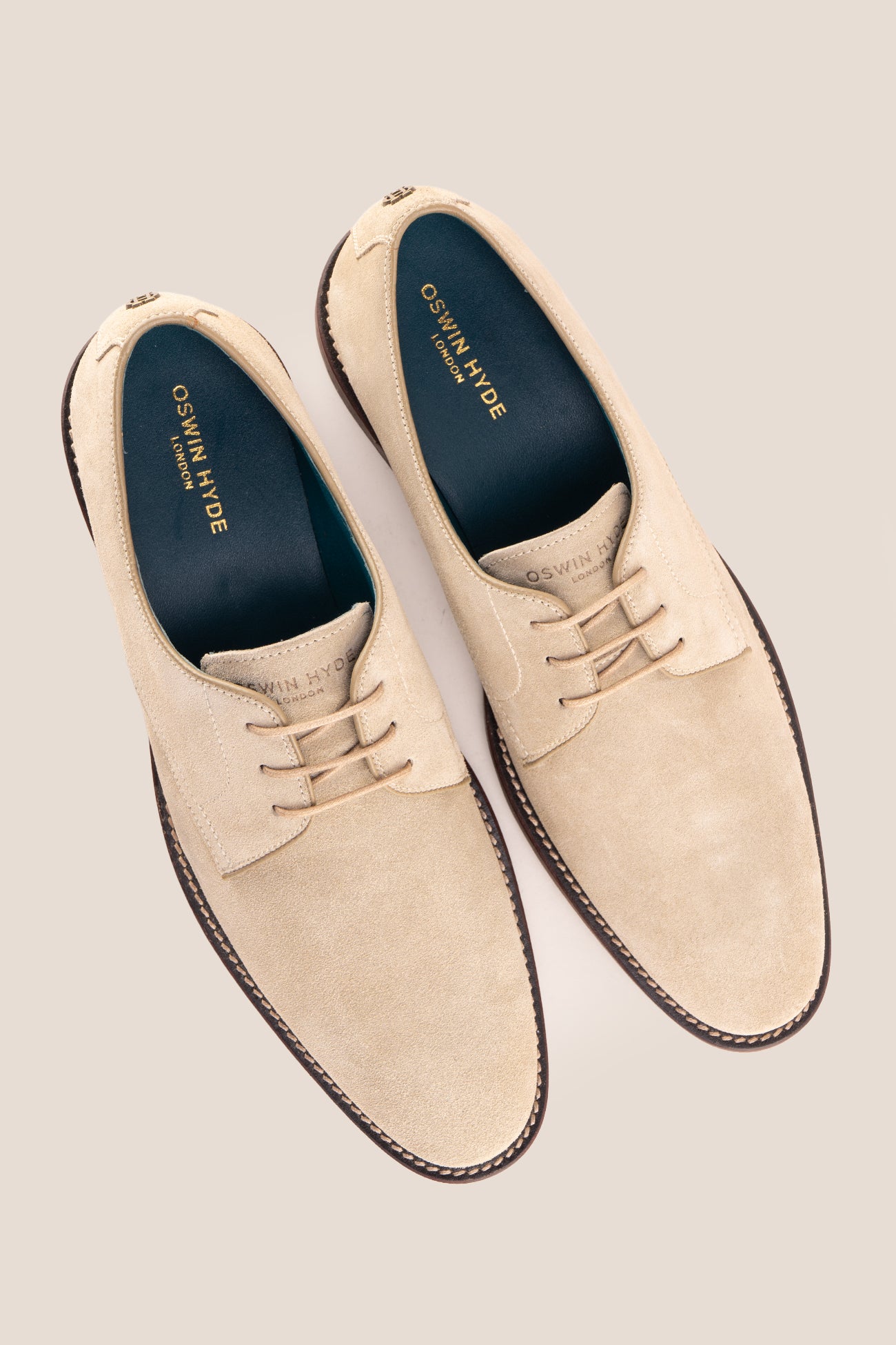 Nathan sand suede leather Derby shoes for men featuring a 3-eyelet design, breathable lining, and durable leather sole for formal and smart casual occasions.