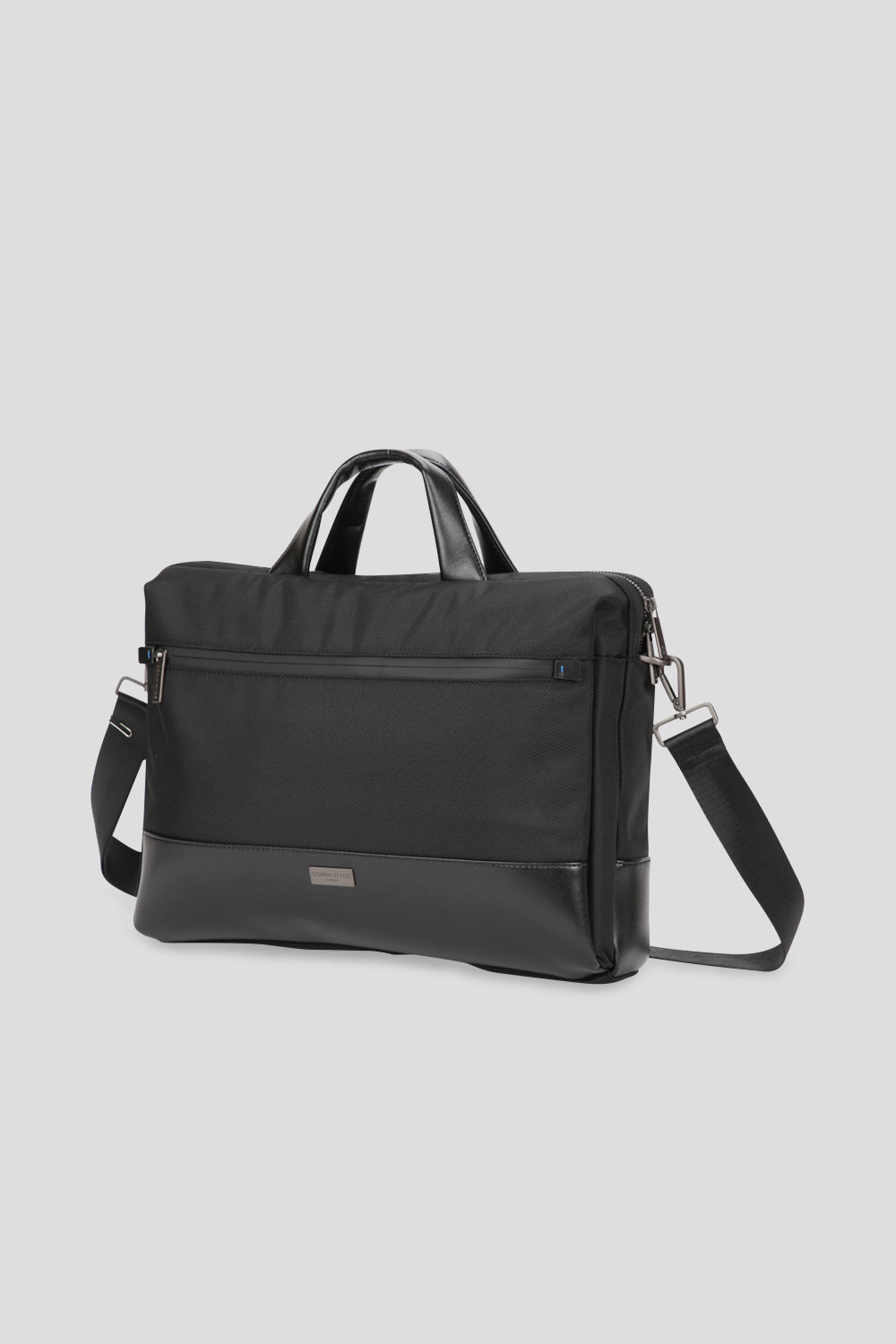 Black Bond laptop bag for men with adjustable shoulder straps, rugged polyester shell, and padded interior—perfect for office and urban commutes.