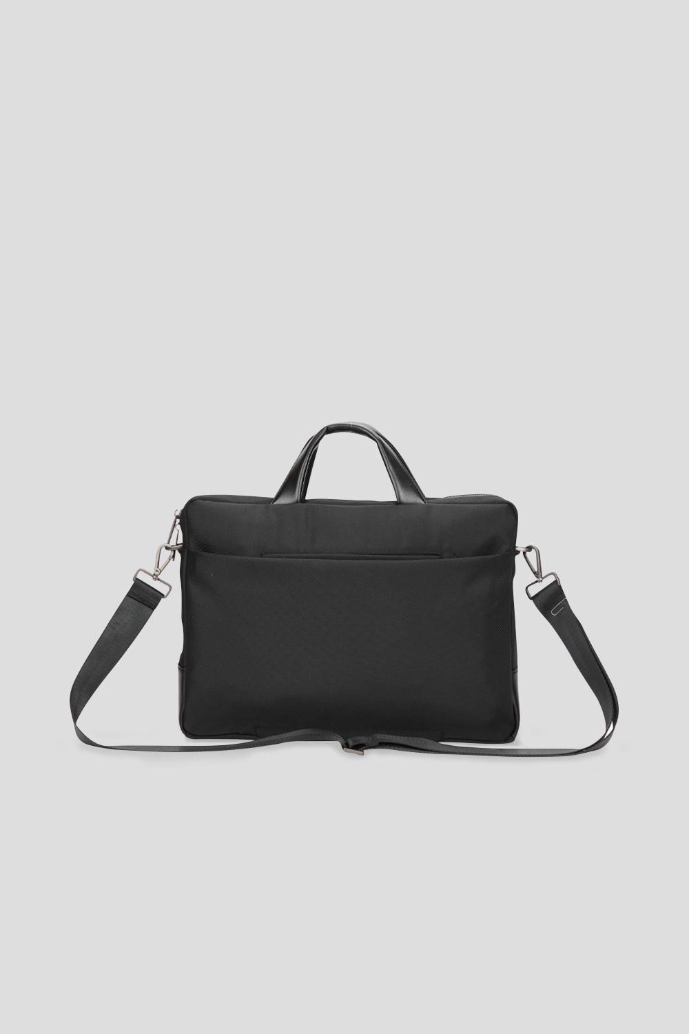 Black Bond laptop bag for men with adjustable shoulder straps, rugged polyester shell, and padded interior—perfect for office and urban commutes.