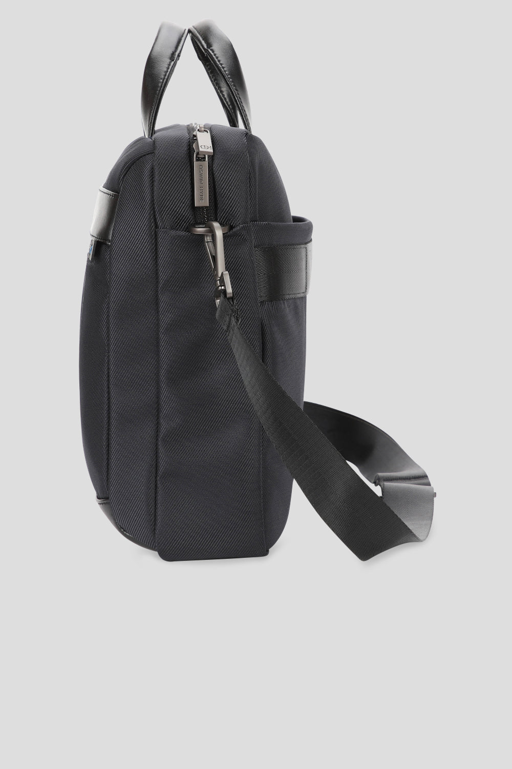 Men’s navy Clapton laptop backpack with padded laptop compartment, ergonomic shoulder straps, and durable polyester shell for urban travel.