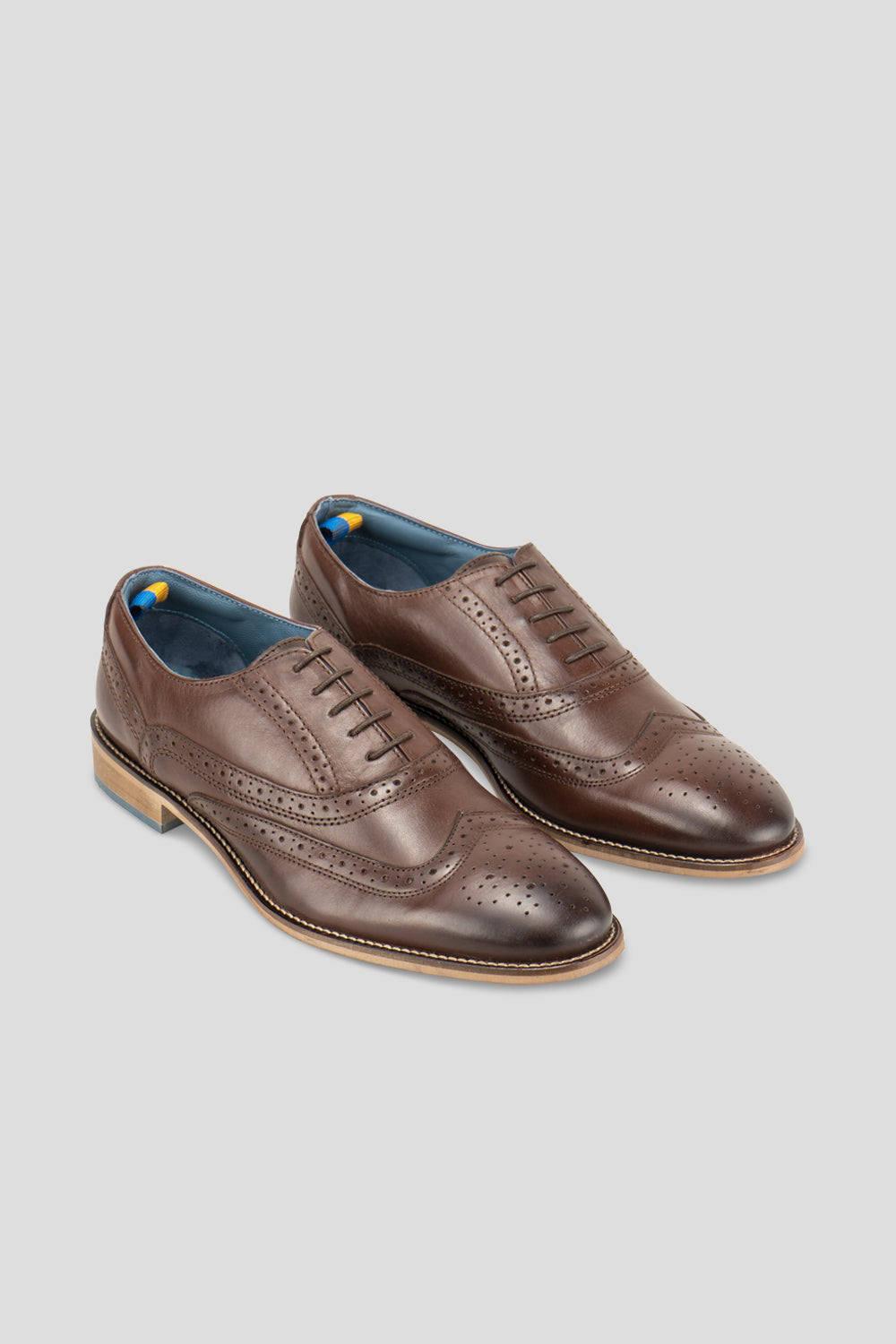 Winston Brown Mens Leather Oxford Brogue Shoes | Oswin Hyde