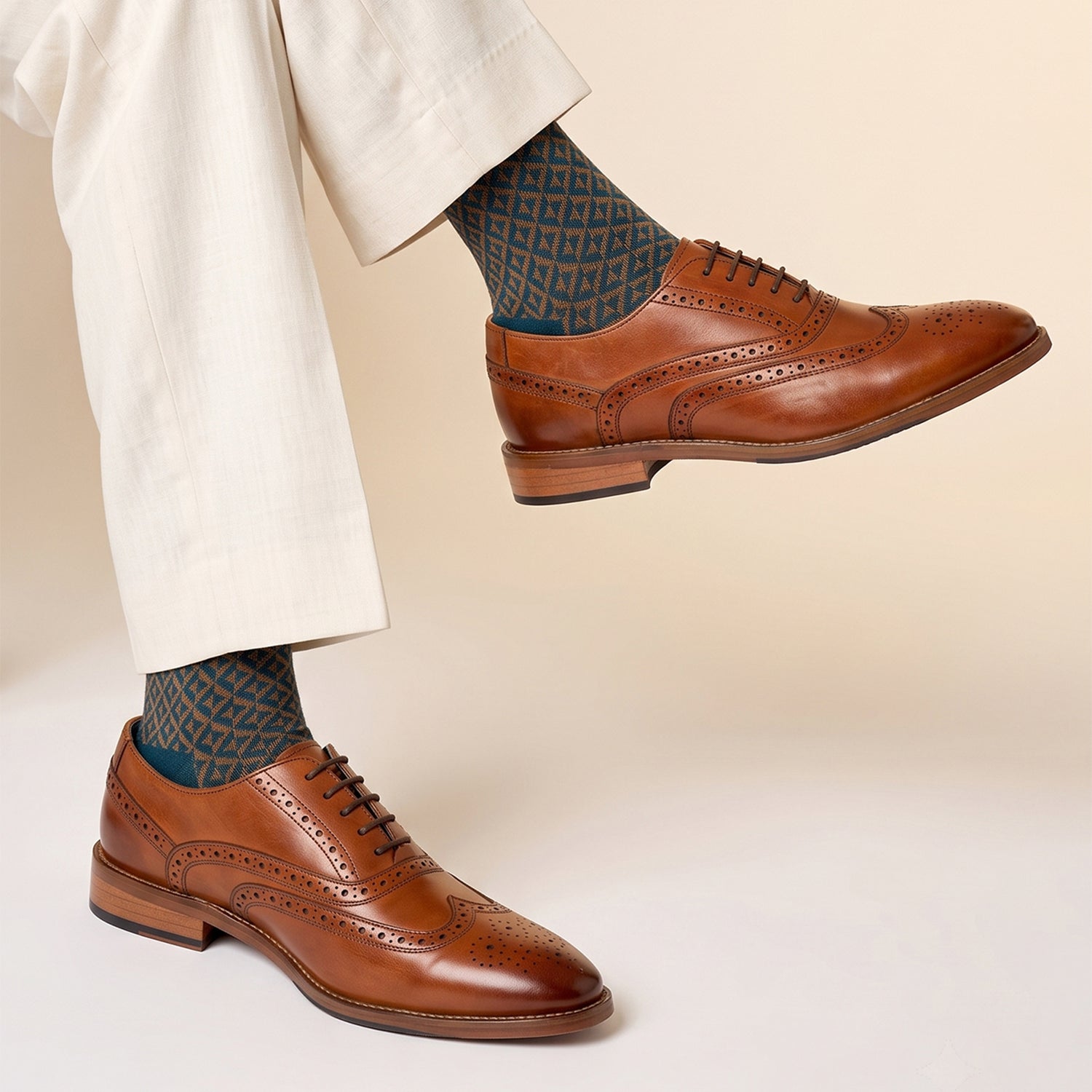 Winston Tan wide fit Oxford brogue leather shoes for men with classic lace-up design, premium leather, and detailed perforations for formal and office occasions.