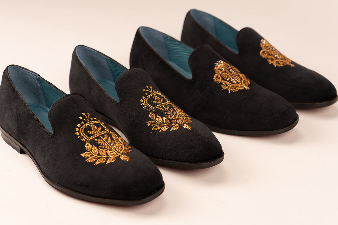 Smoking slippers with gold hand embroidery