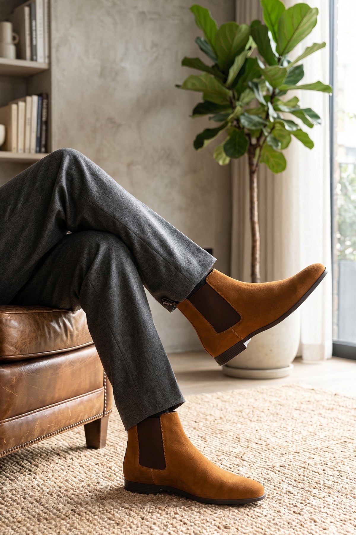 Darwin Tan Suede Chelsea boots for men featuring premium suede, sleek silhouette, and versatile style for casual and semi-formal wear