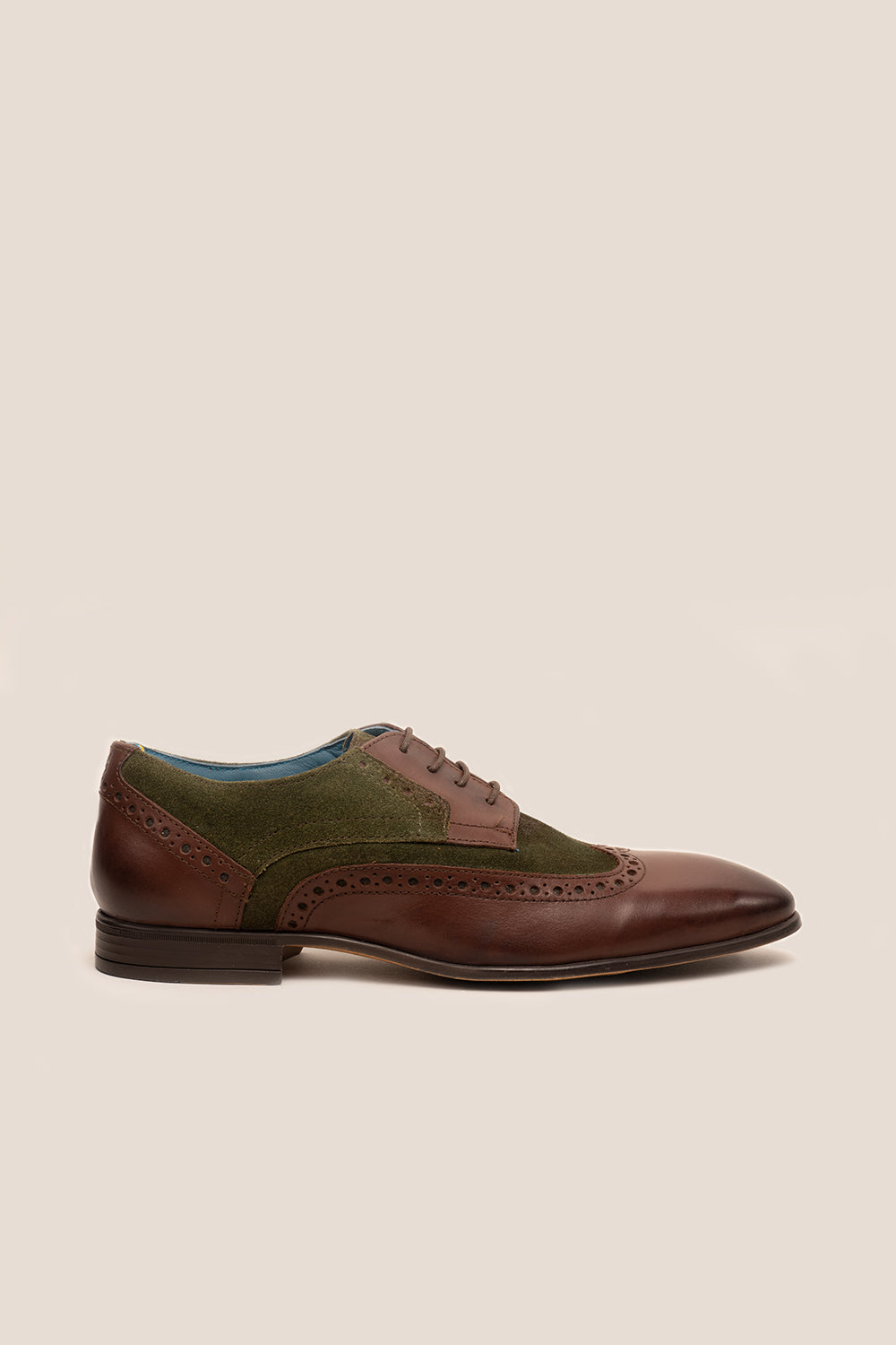 Miles Brown Green Leather/Suede Brogue Shoes Oswin Hyde