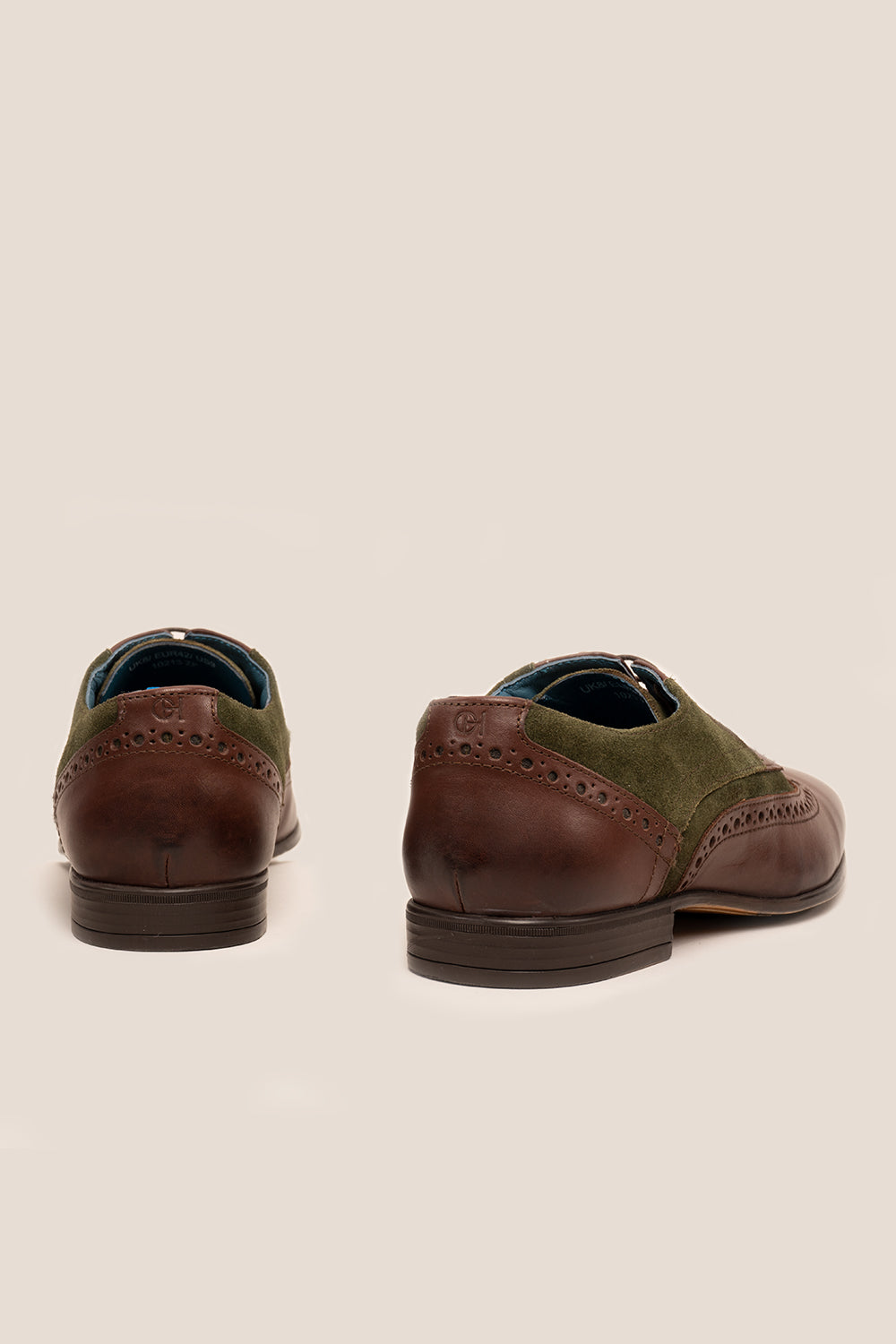 Miles Brown Green Leather/Suede Brogue Shoes Oswin Hyde