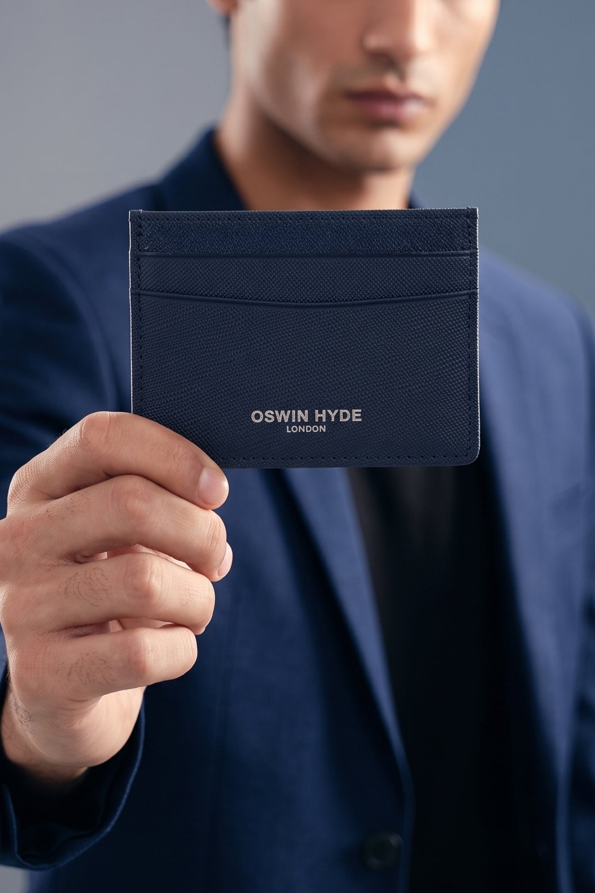 Oswin Hyde: Holborn Navy Leather Card Holder