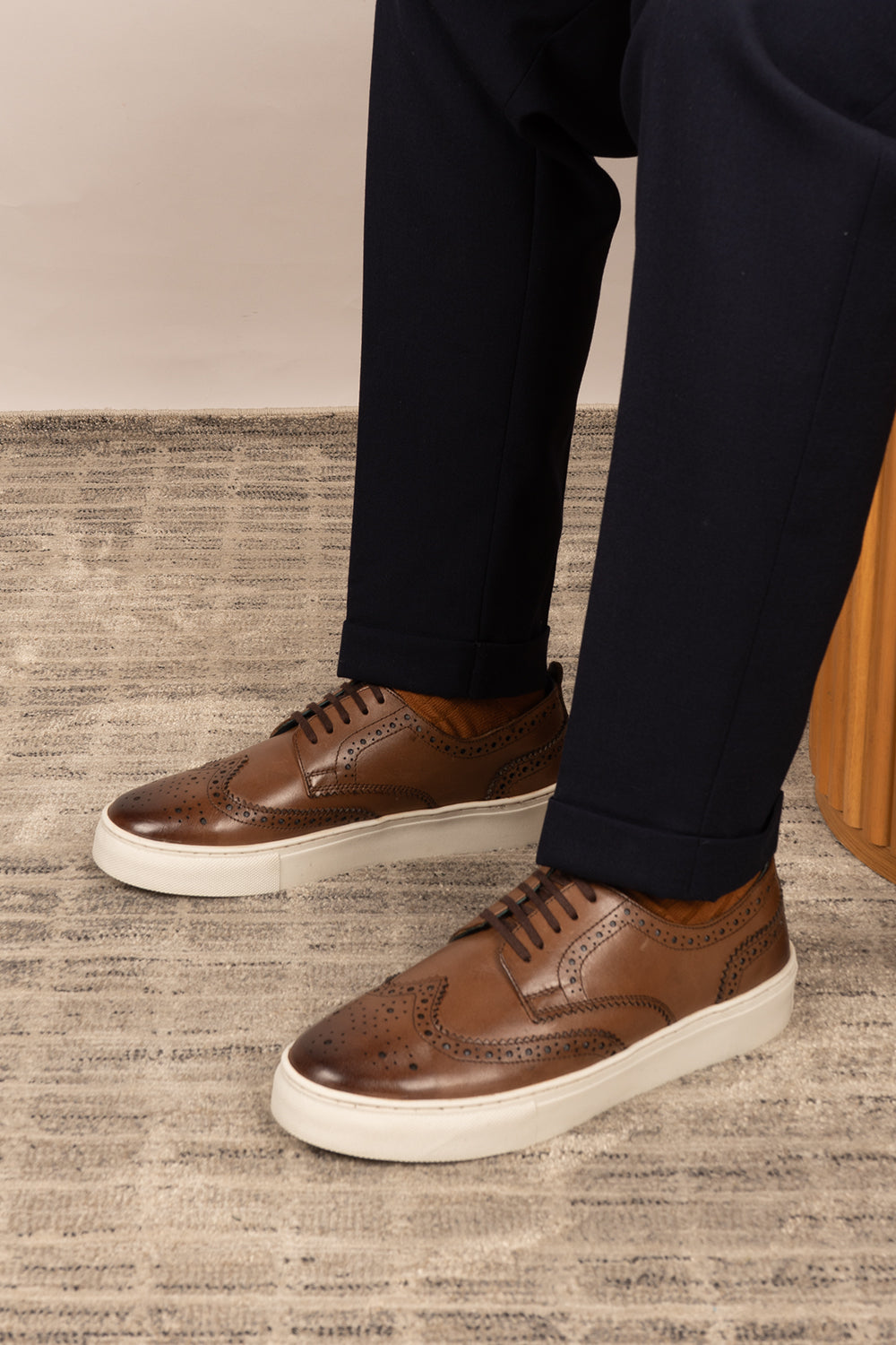 Suede Brown Brogue Trainers Men's Shoes Boots Eldon Semi-brogue