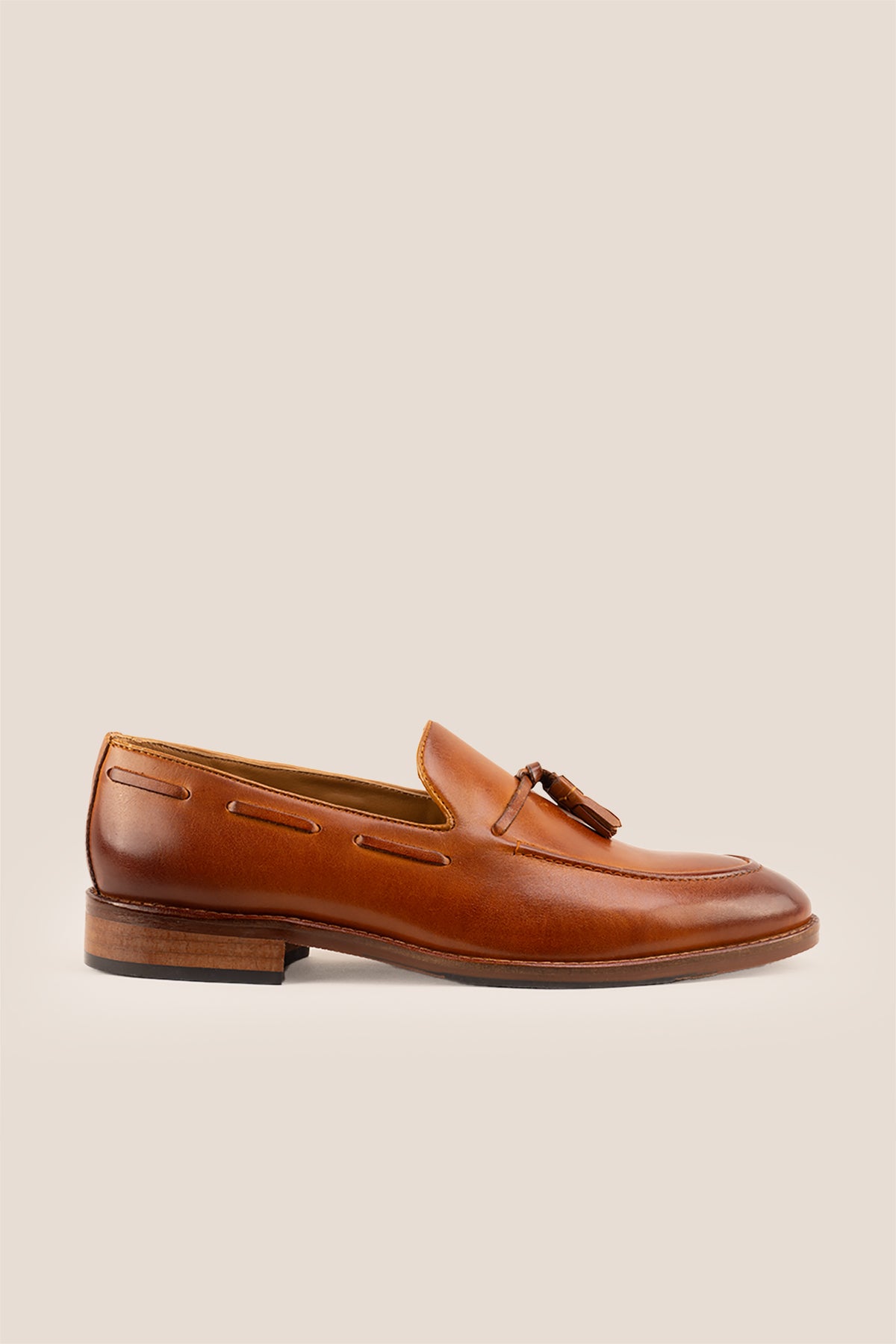 Issac Tan leather tassel loafers for men, featuring premium leather and comfort sole for all-day wear, ideal for smart-casual and formal occasions.