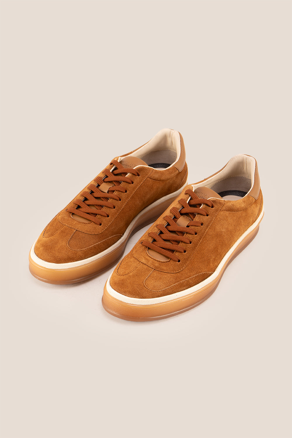 Smith tan suede men's sneakers with sleek seven-eyelet design, crafted from premium suede for modern style, comfort, and durability