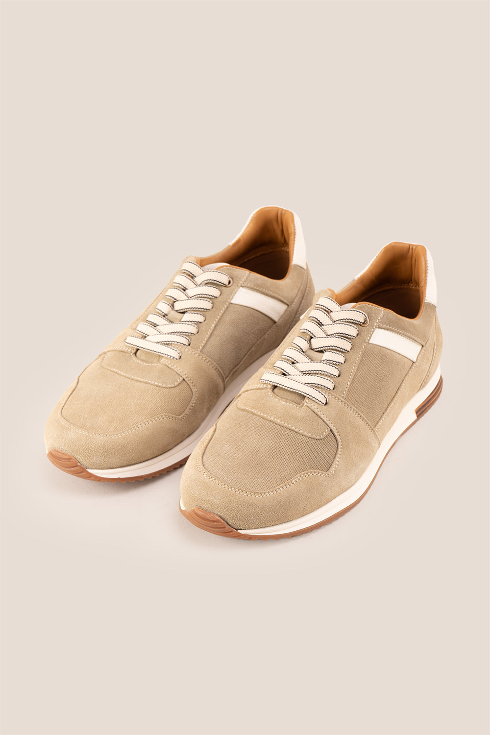 Rory sand suede leather sneakers for men, showcasing premium craftsmanship and durable construction for stylish everyday wear