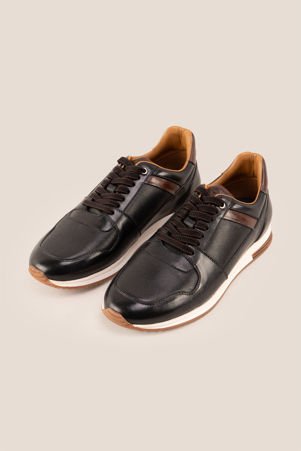 Rory black leather sneakers for men with smooth finish and minimalist design, ideal for casual and smart-casual wear
