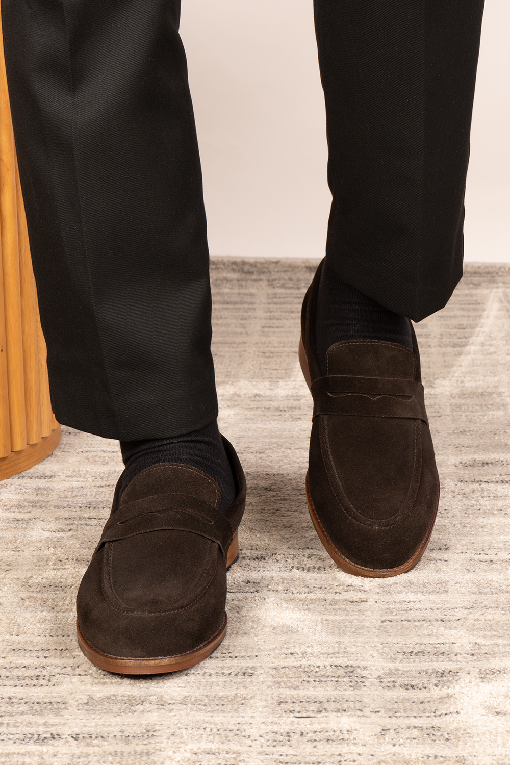 Wyatt brown suede loafers for men in premium crust leather, combining soft luxury with timeless loafer design—ideal for elegant, everyday wear.