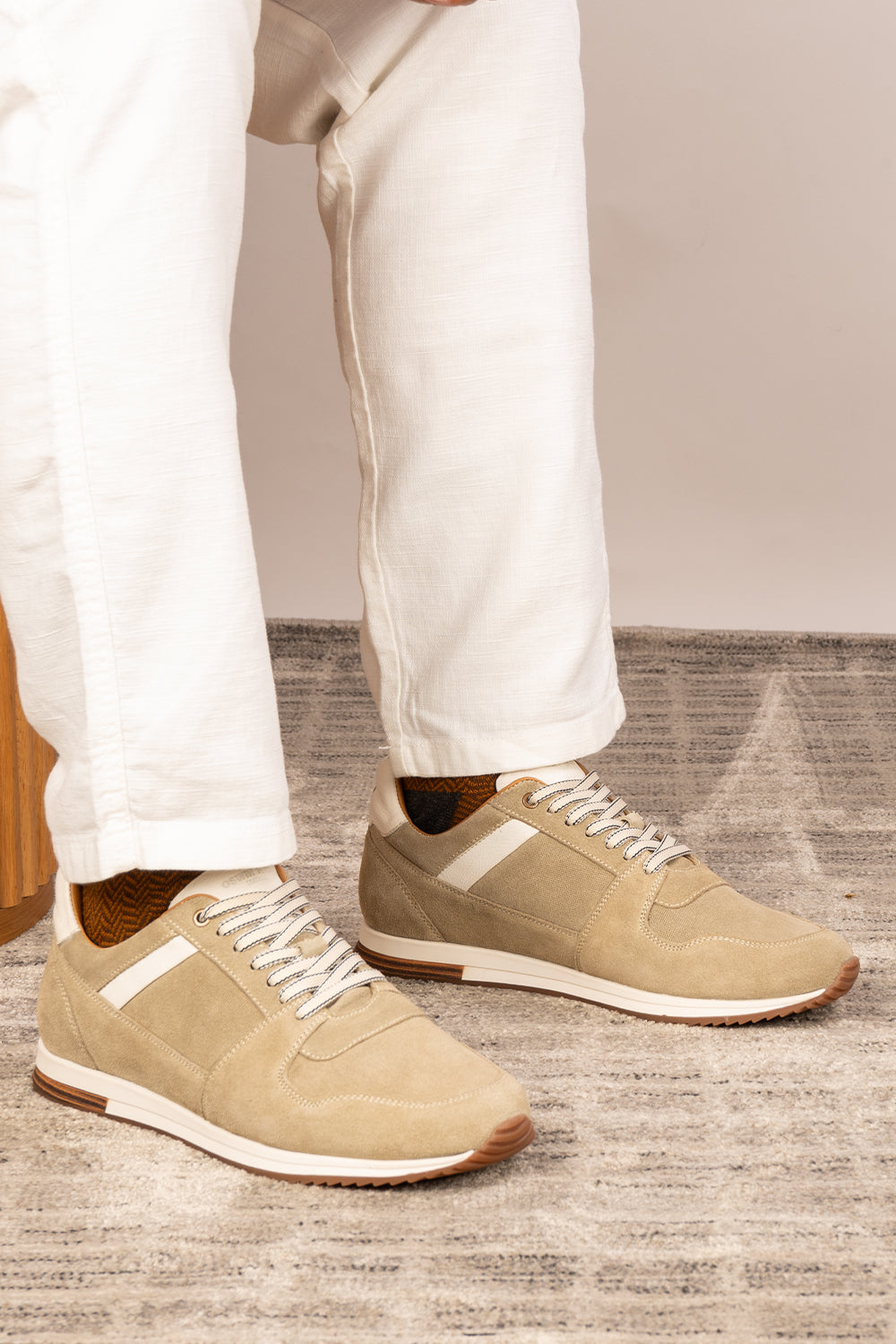 Rory sand suede leather sneakers for men, showcasing premium craftsmanship and durable construction for stylish everyday wear