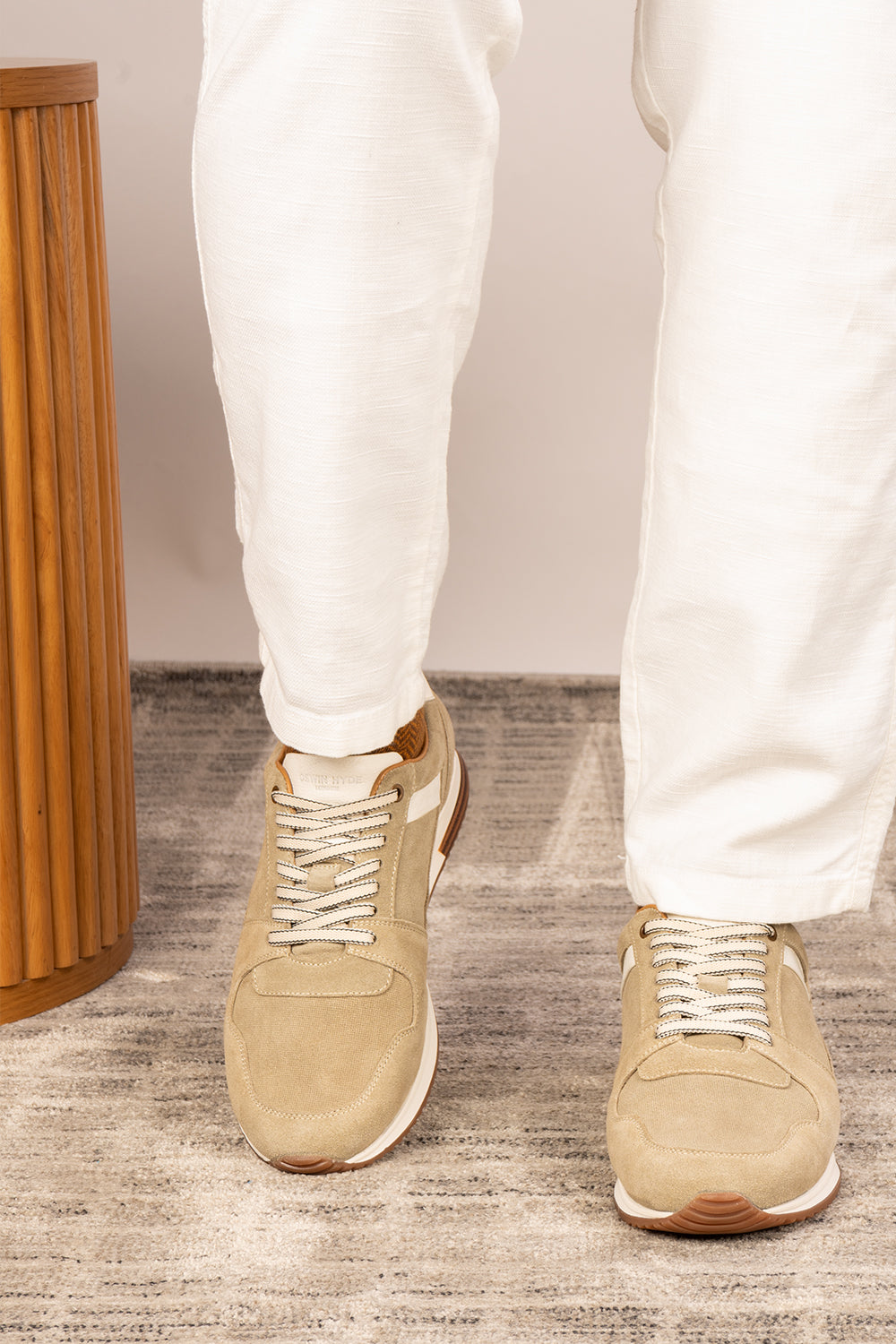 Rory sand suede leather sneakers for men, showcasing premium craftsmanship and durable construction for stylish everyday wear