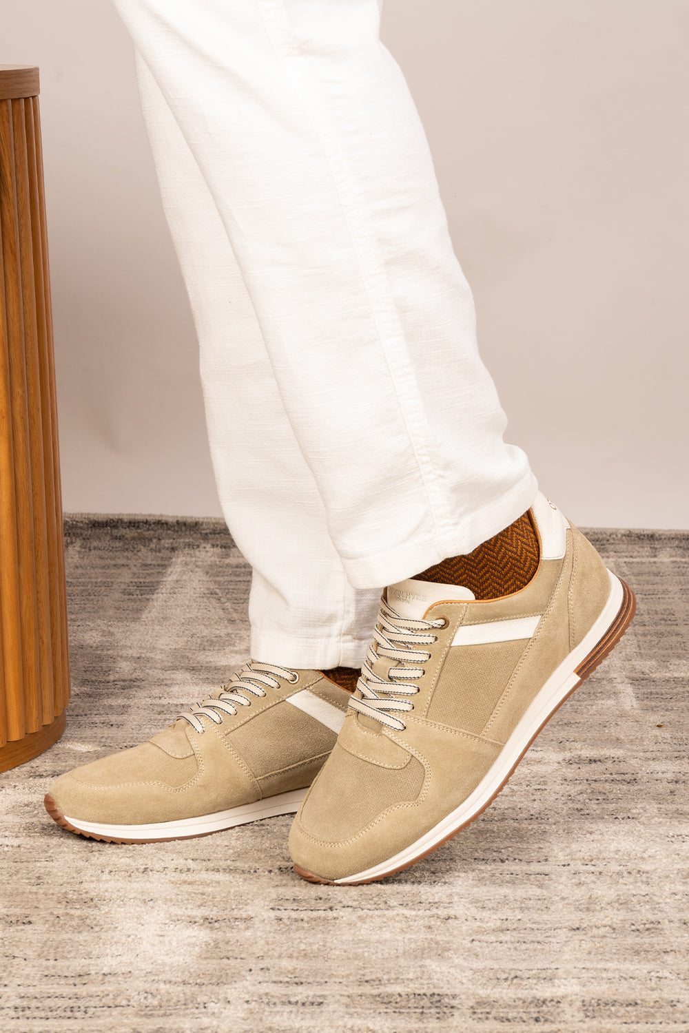 Rory sand suede leather sneakers for men, showcasing premium craftsmanship and durable construction for stylish everyday wear