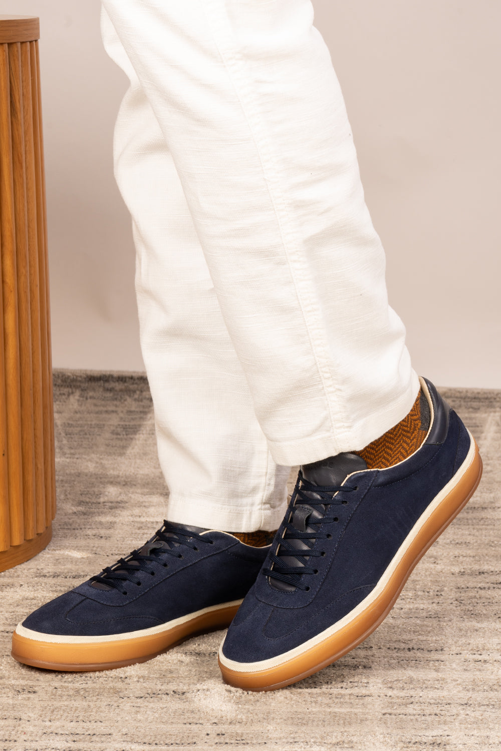 Smith navy suede men's sneakers with a sleek seven-eyelet design, crafted from premium suede for modern style, comfort, and durability