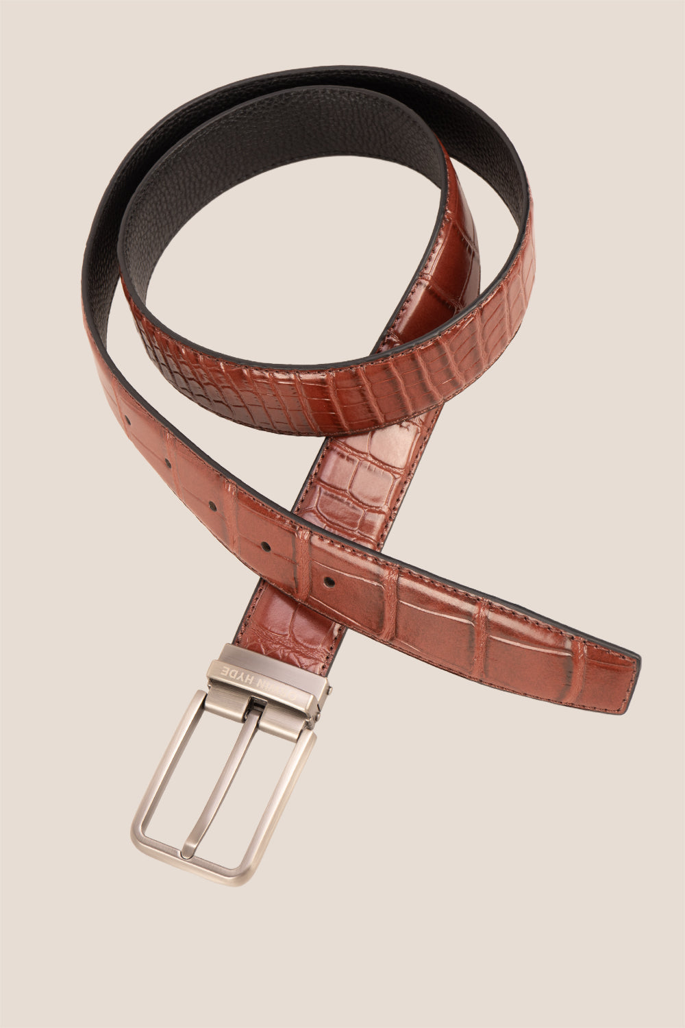 Reggie Brown croc effect leather belt for men