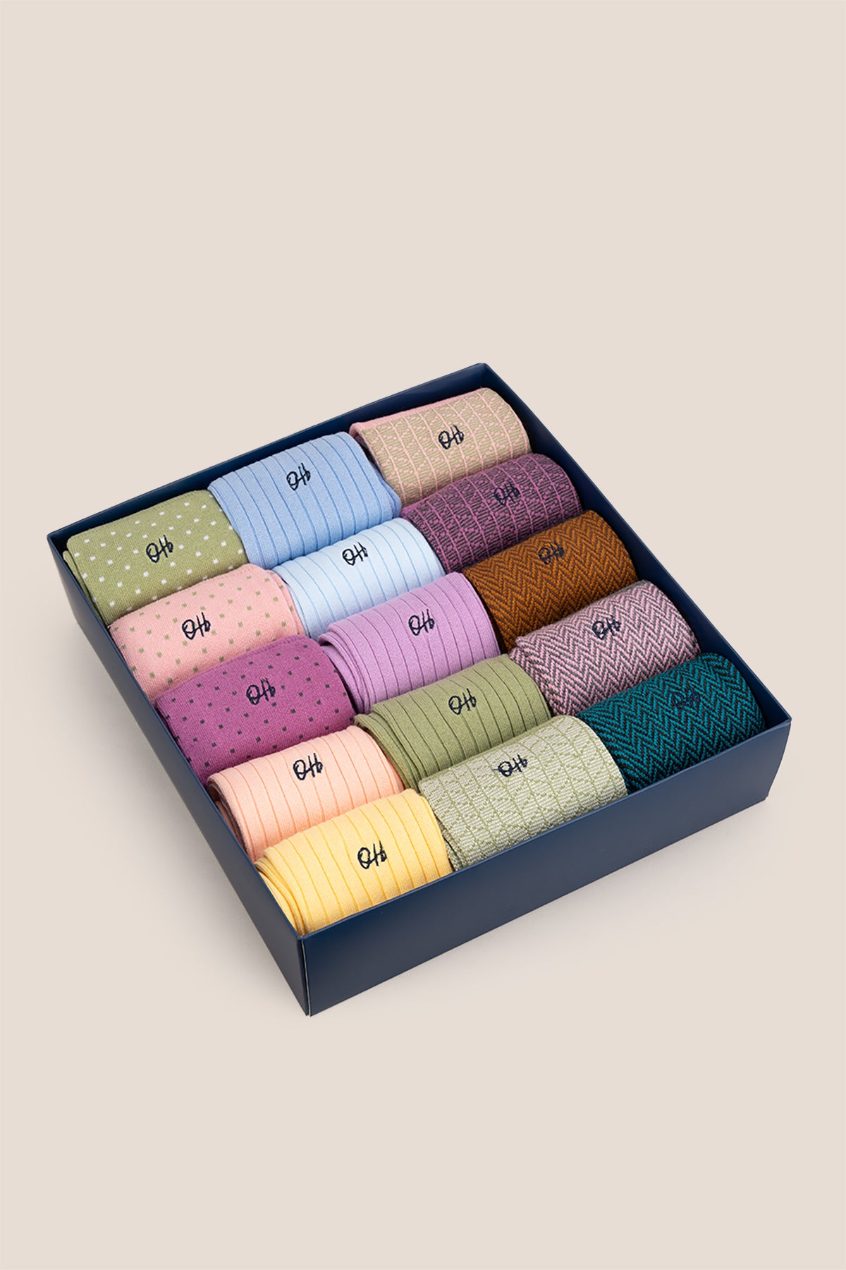 Oswin Hyde Pastel Staples men’s cotton socks fifteen-pack featuring soft pastel colors, luxury comfort, and stylish everyday wear