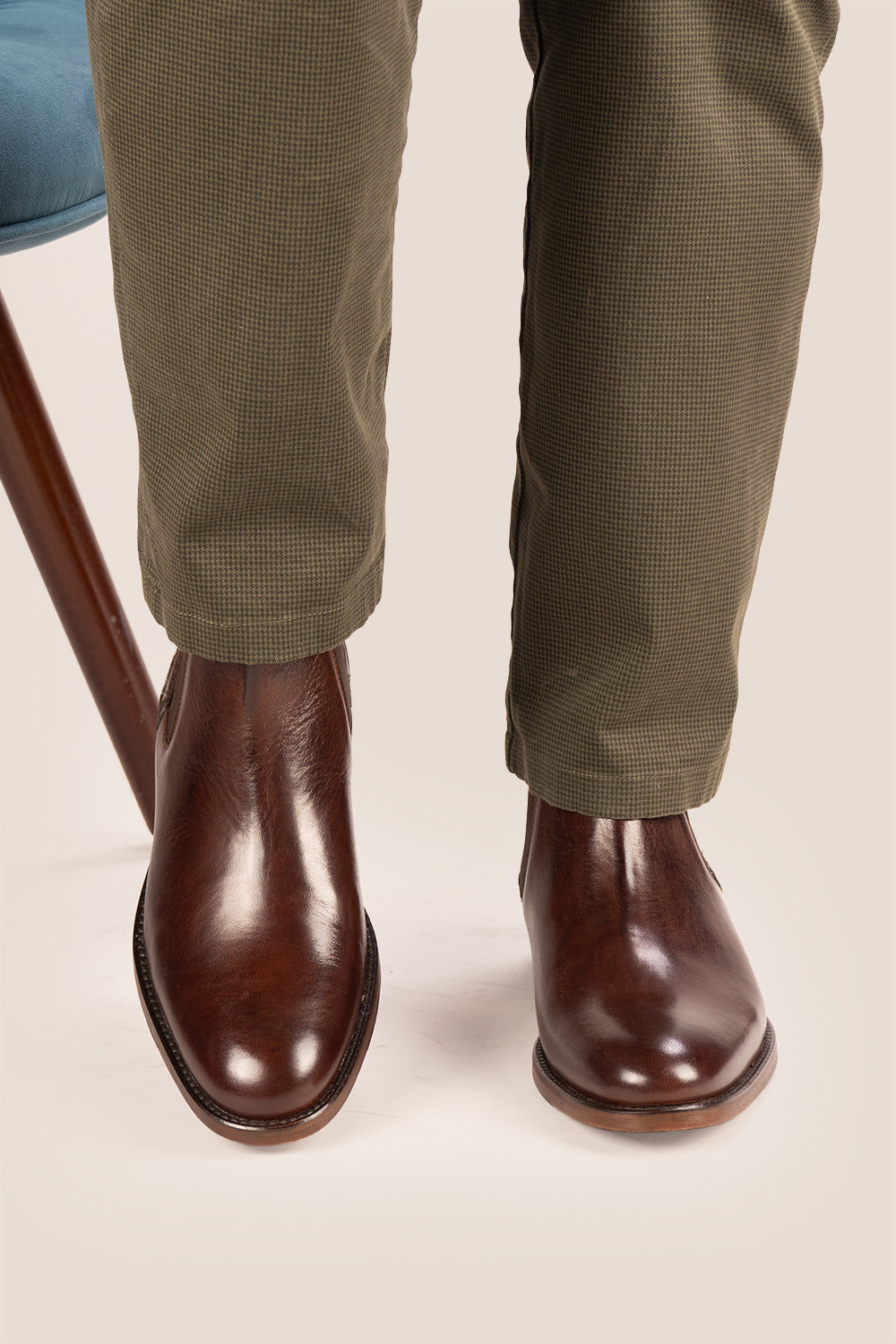 Jack Brown leather Chelsea boots for men, featuring a handmade sole that delivers enhanced durability and comfort