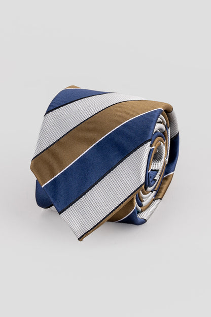 Archie Navy/Brown Striped Mens Tie Oswin Hyde