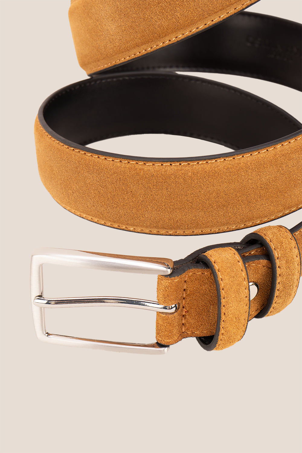 Kenneth Tan suede leather belt for men. Featuring a classic pin buckle, this belt combines style and durability with a soft suede finish.