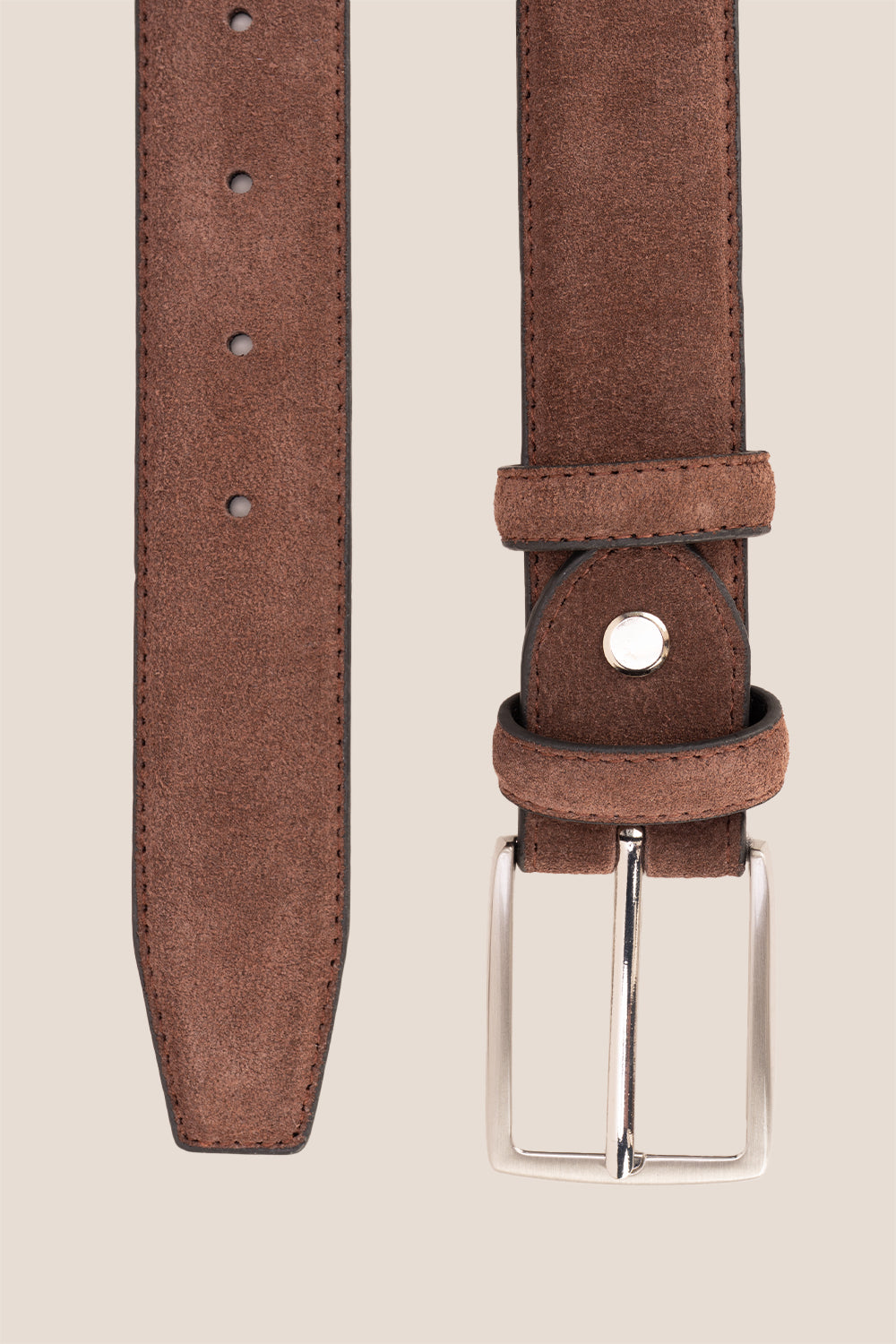 Kenneth Brown suede leather belt for men. Featuring a classic pin buckle, this belt combines style and durability with a soft suede finish.