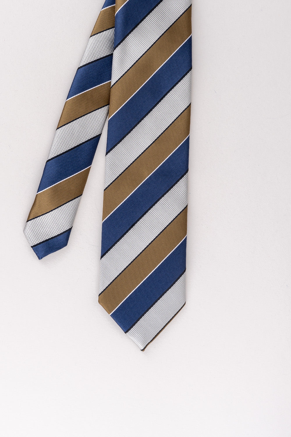 Archie Navy/Brown Striped Mens Tie Oswin Hyde
