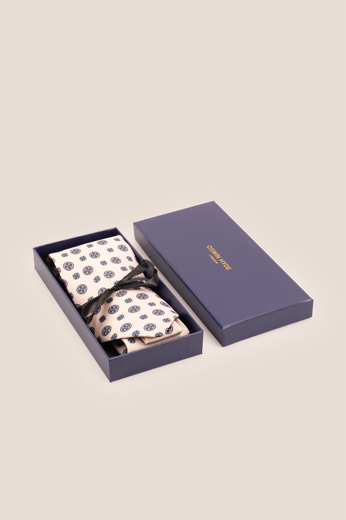 Cream Vintage Bliss necktie featuring a refined vintage pattern, crafted from luxurious fabric for a timeless and sophisticated formal look