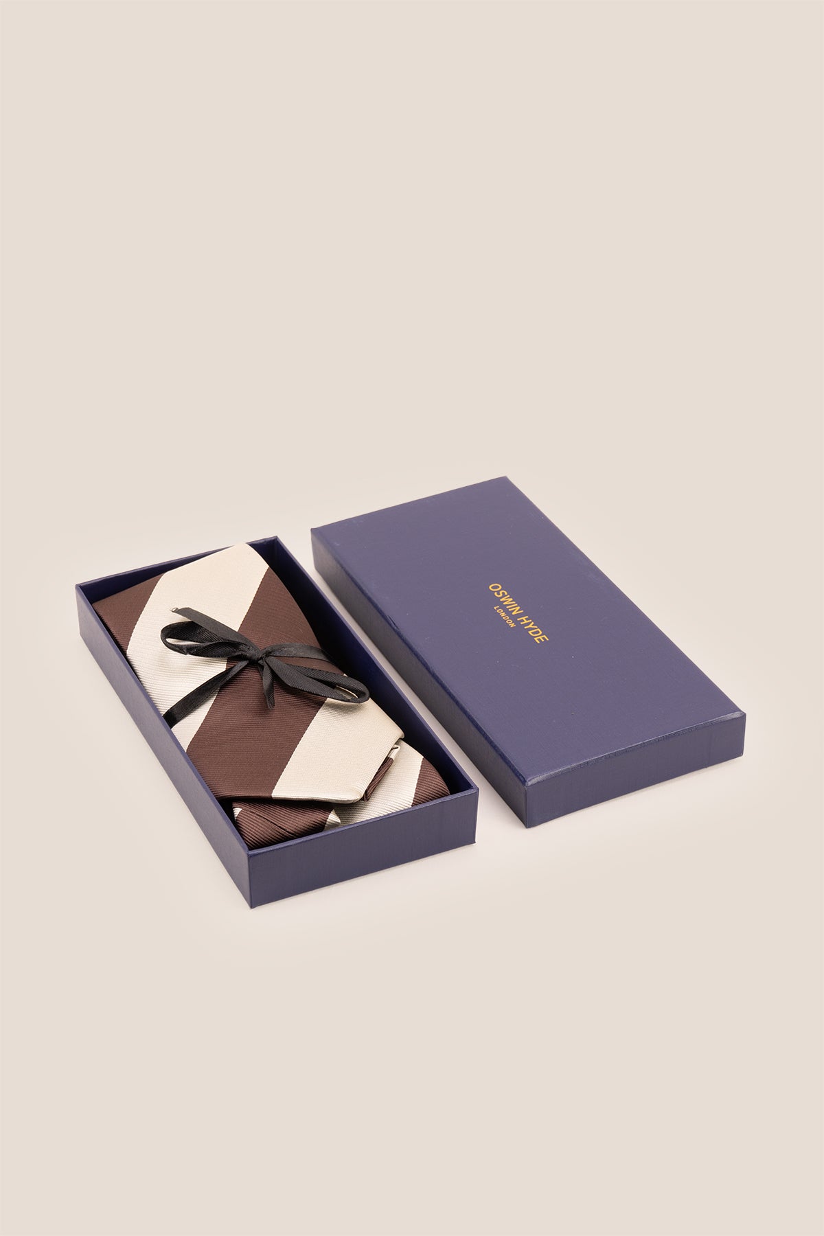 Brown White Stripes tie for men. Featuring a sophisticated combination of brown and white stripes