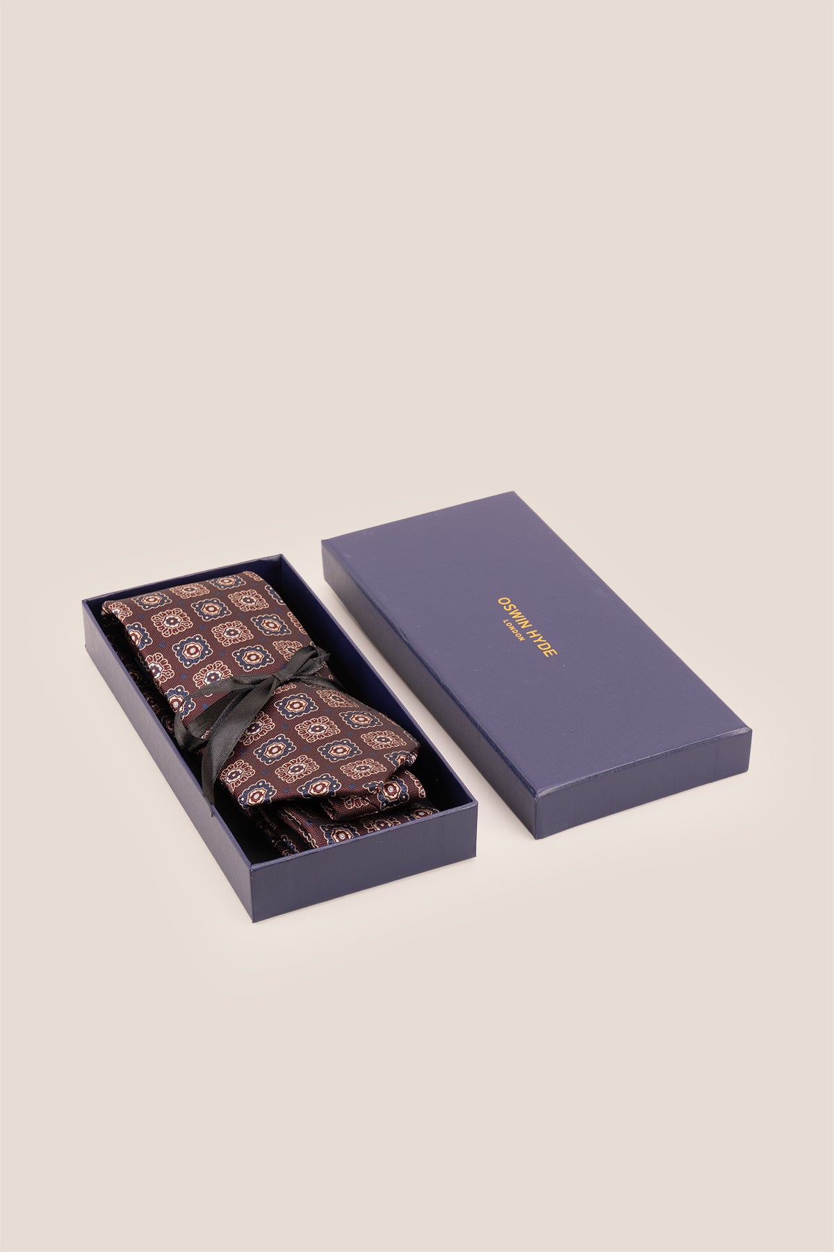 Brown Retro Squares tie for men, designed with a unique retro pattern, including a rich brown colour, paired with the classic square design