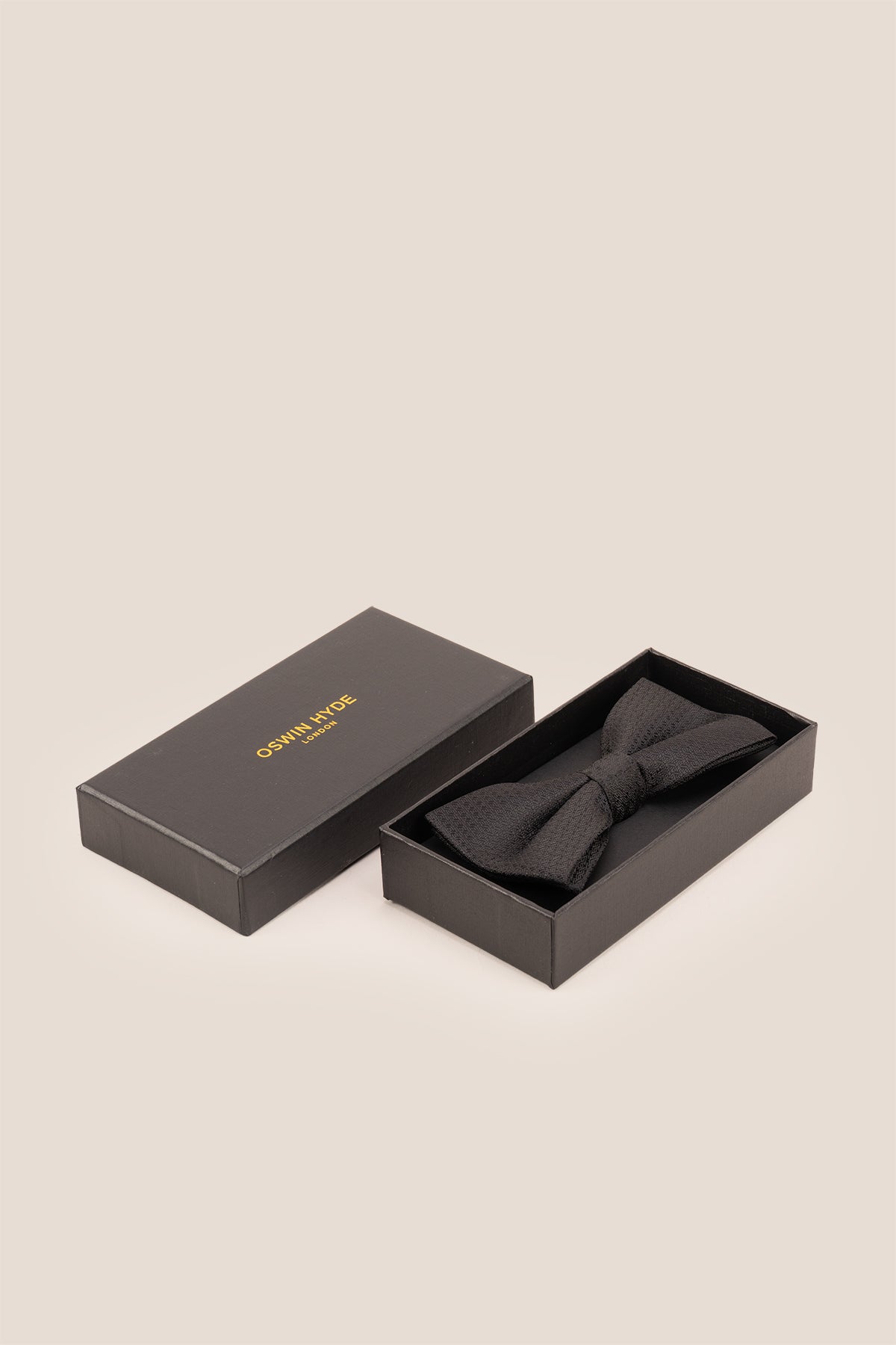 Oswin Hyde Black Self Texture Bowtie delicate self-textured pattern enhances the classic black shade