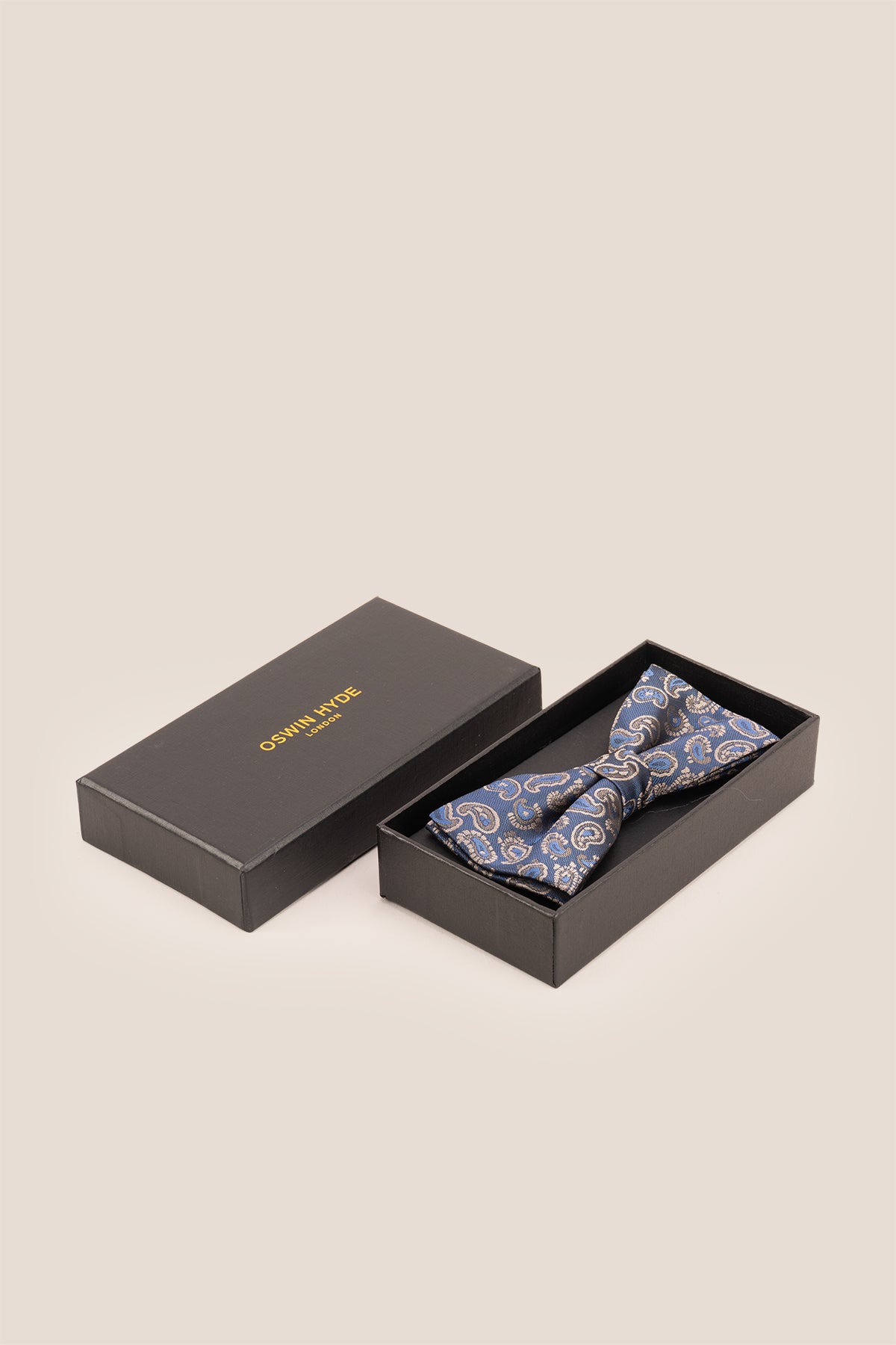Paisley Pattern Navy bowtie for men, rich navy colour and detailed pattern make it an elegant choice for weddings.