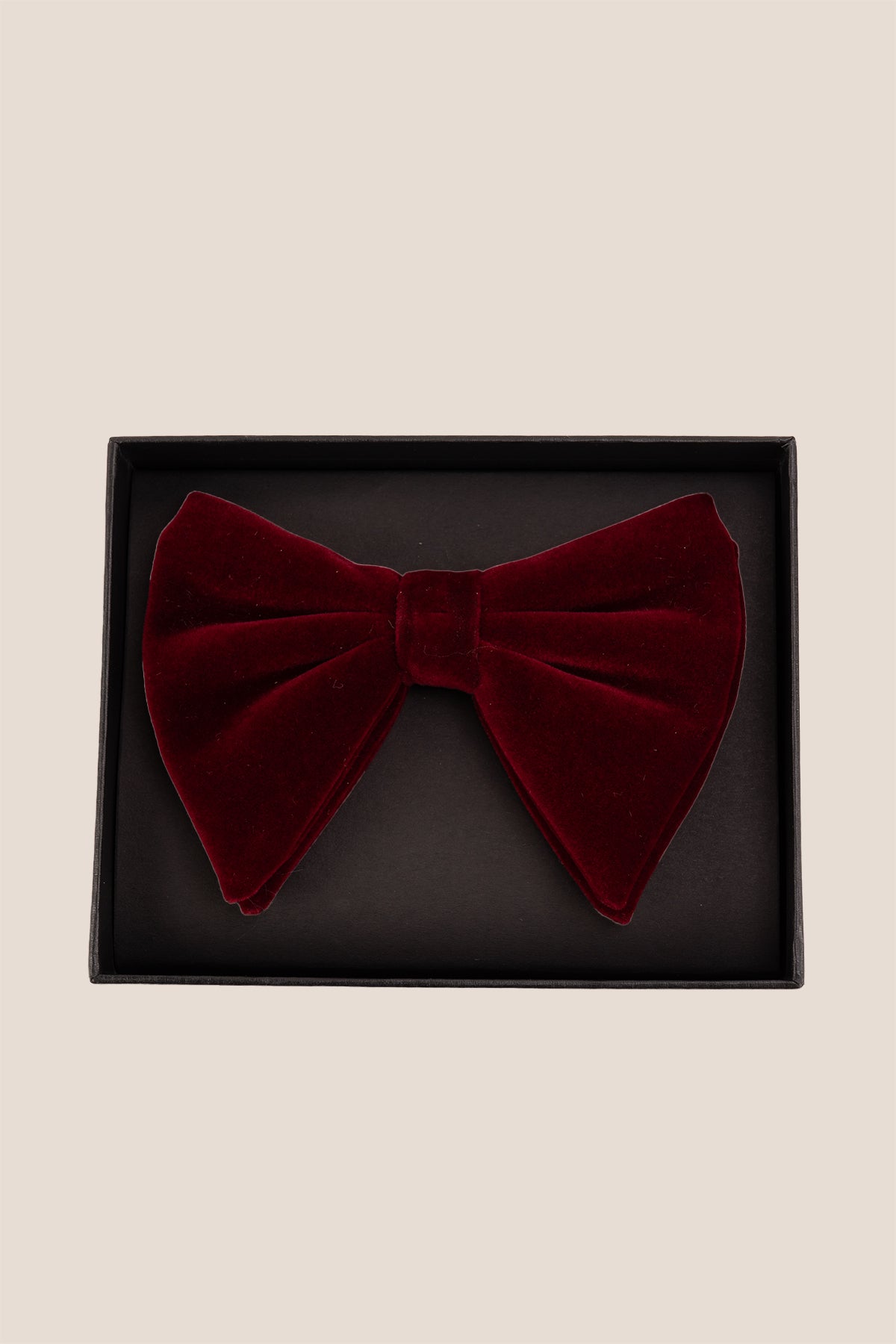 Velvet Bond Red bow tie for men, made from premium velvet for a rich, sophisticated look with a striking red colour and luxurious texture