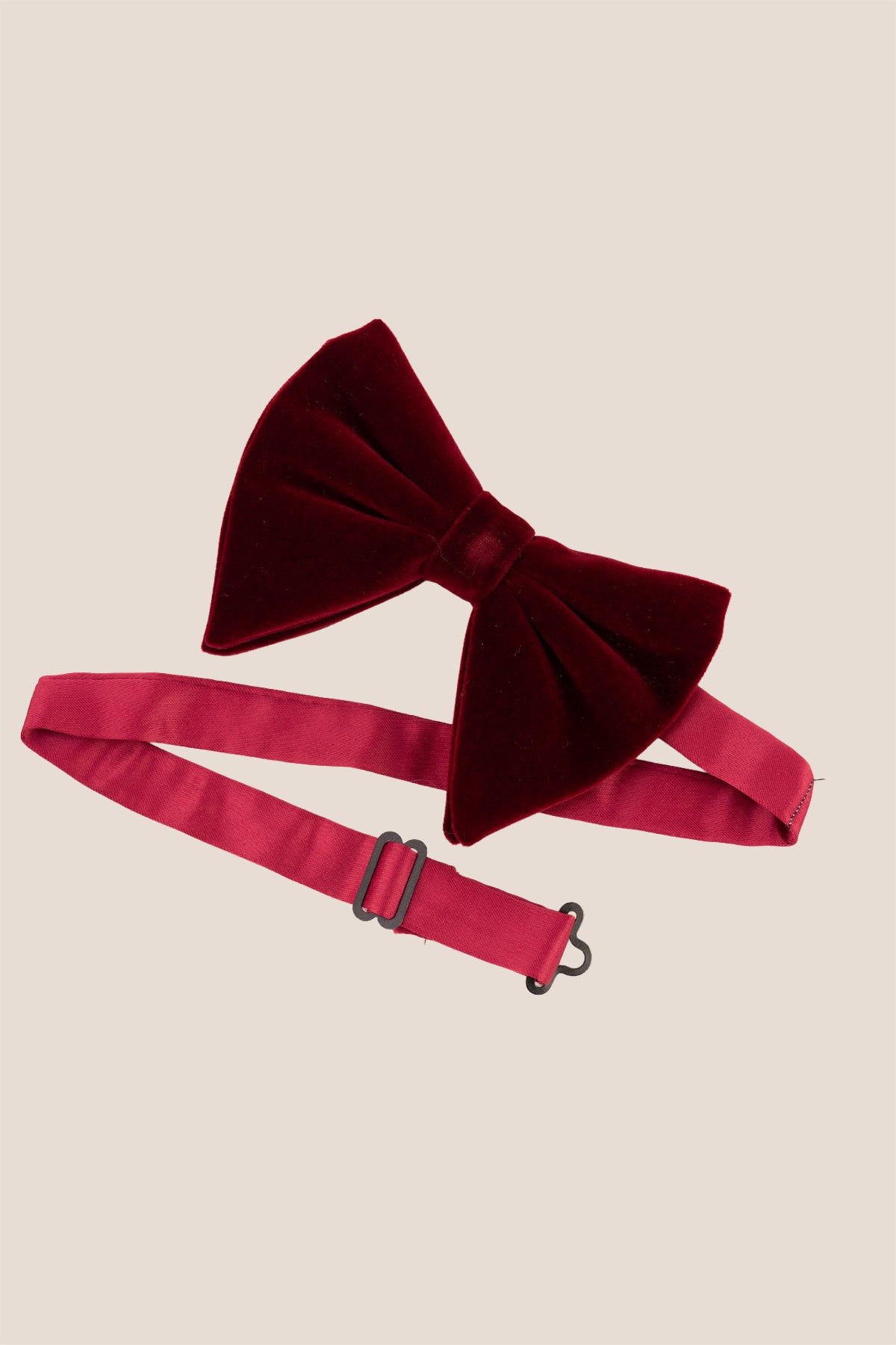 Velvet Bond Red bow tie for men, made from premium velvet for a rich, sophisticated look with a striking red colour and luxurious texture