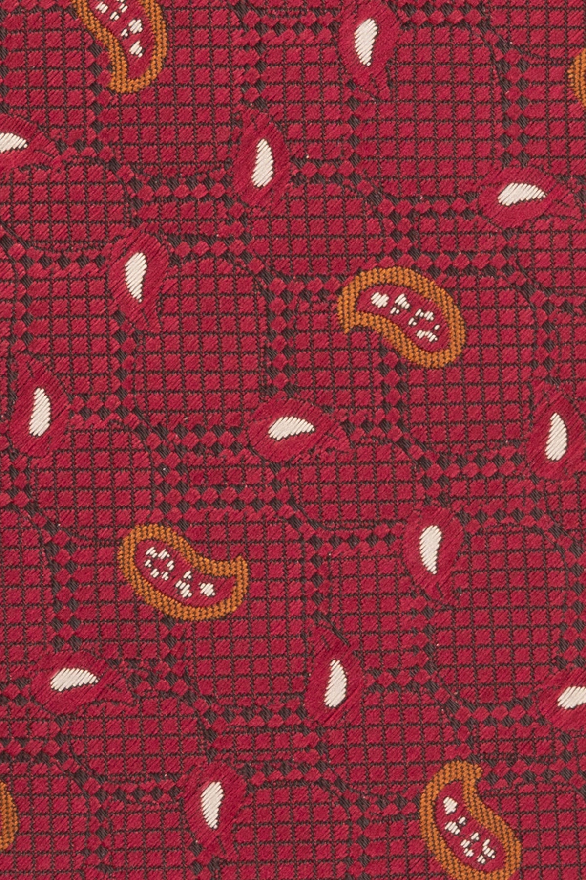 Oswin Hyde Paisley Geometric Bordo tie for men, designed with intricate paisley and geometric patterns in a rich bordo colour.
