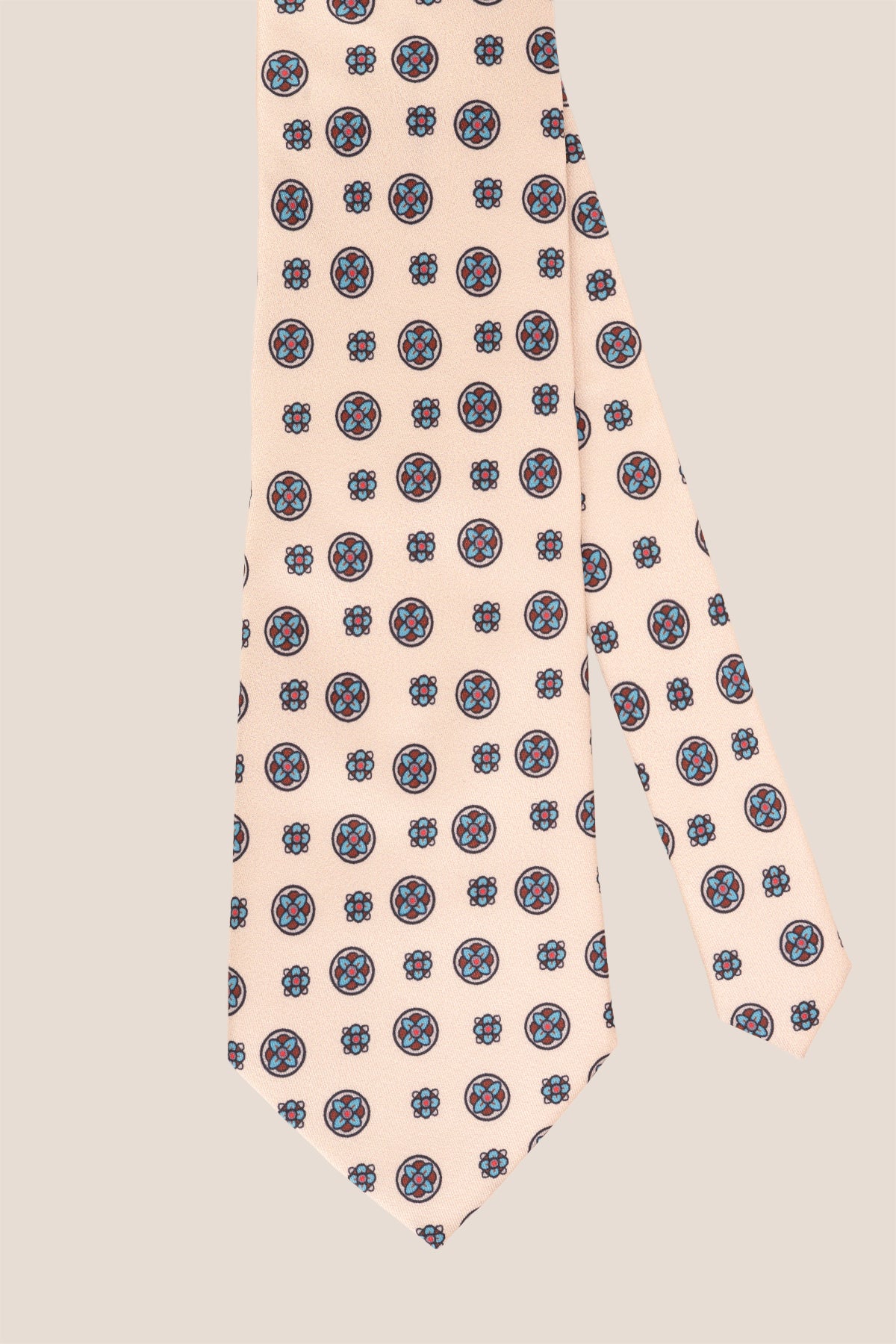 Cream Vintage Bliss necktie featuring a refined vintage pattern, crafted from luxurious fabric for a timeless and sophisticated formal look