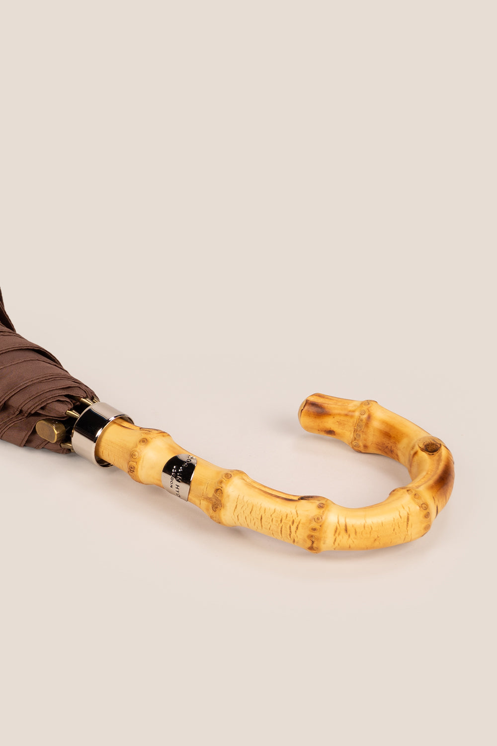 Jonathan Brown classic umbrella with bamboo wooden handle and elegant brown canopy golf umbrella for men, stylish and durable rain protection.