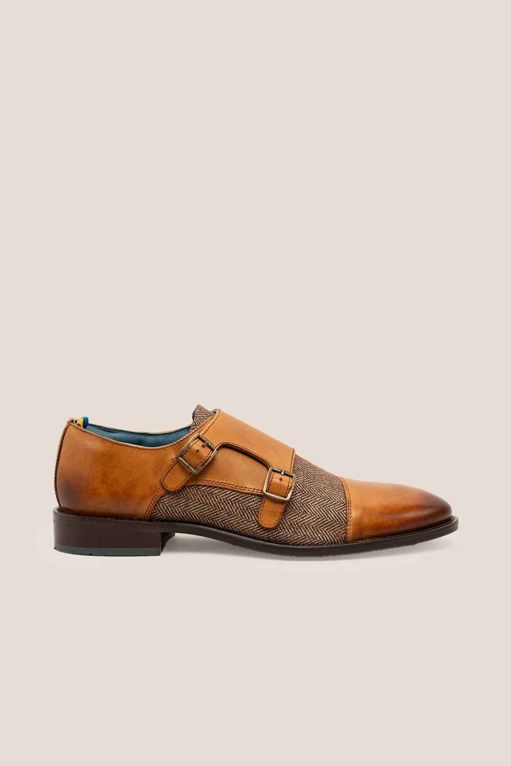 Oscar Cognac leather and tweed mens shoe Oswin Hyde