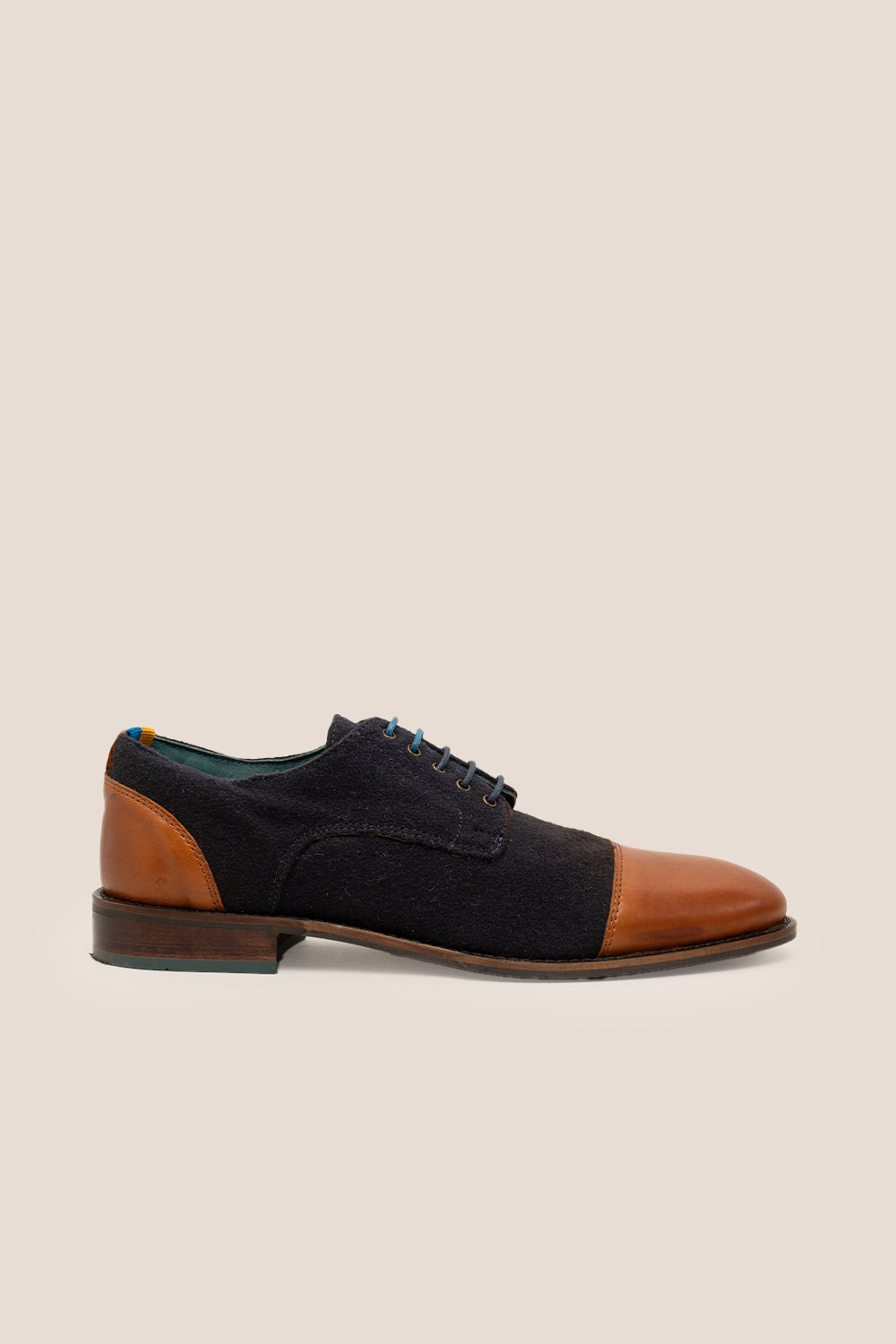 Thomas cognac navy leather and felt mens shoes Oswin Hyde