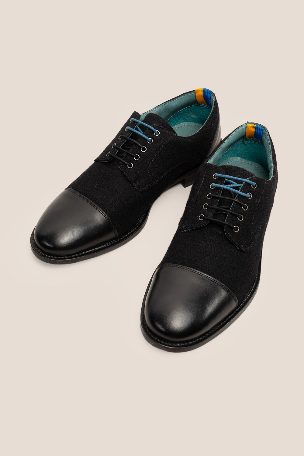 Thomas black leather and felt mens shoes Oswin Hyde