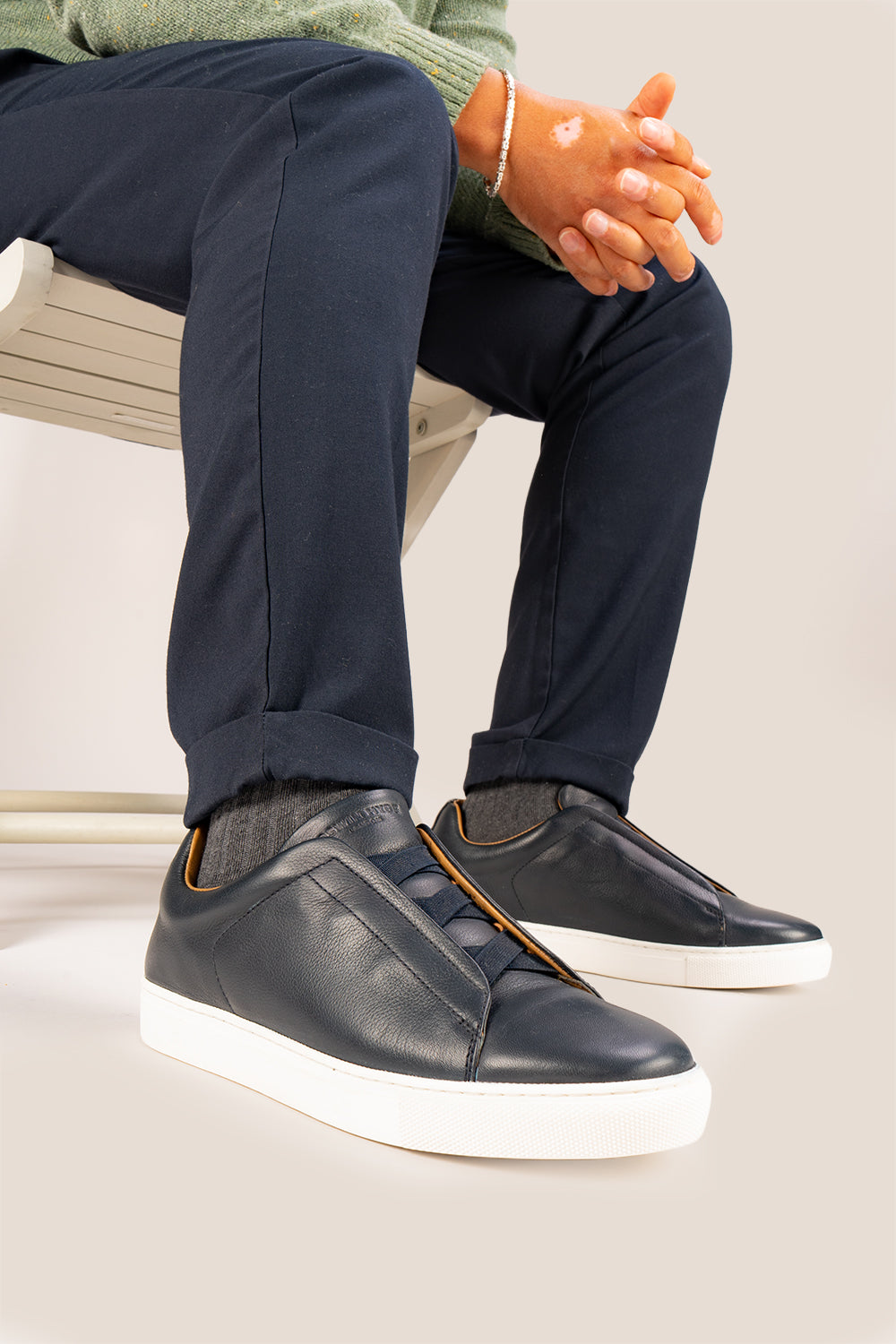 Smudge Navy Suede Sneakers for Men. Crafted from premium suede, offering lightweight wear, modern style