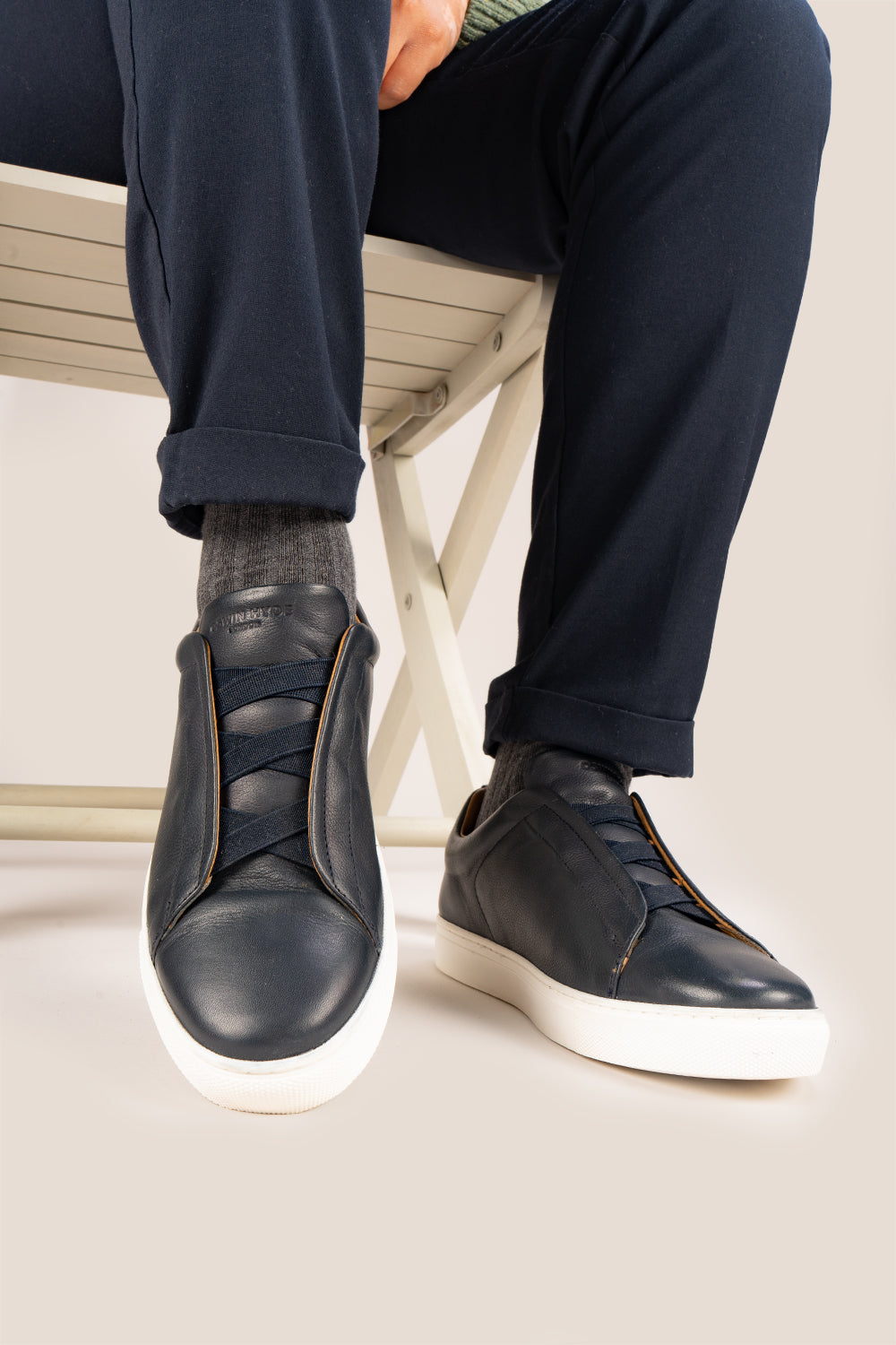 Smudge Navy Suede Sneakers for Men. Crafted from premium suede, offering lightweight wear, modern style