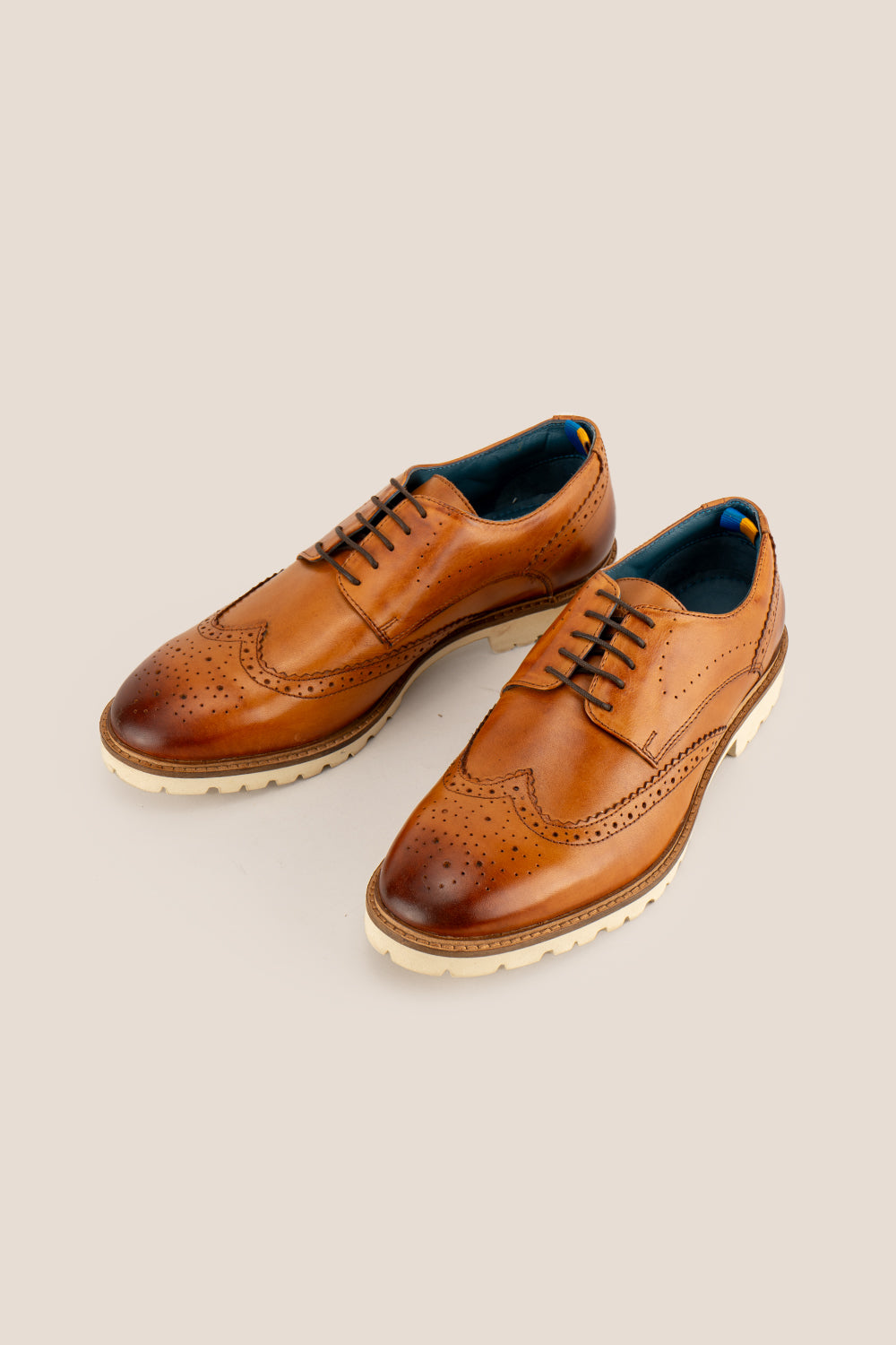 Eli tan derby brogue shoes for men | Oswin Hyde