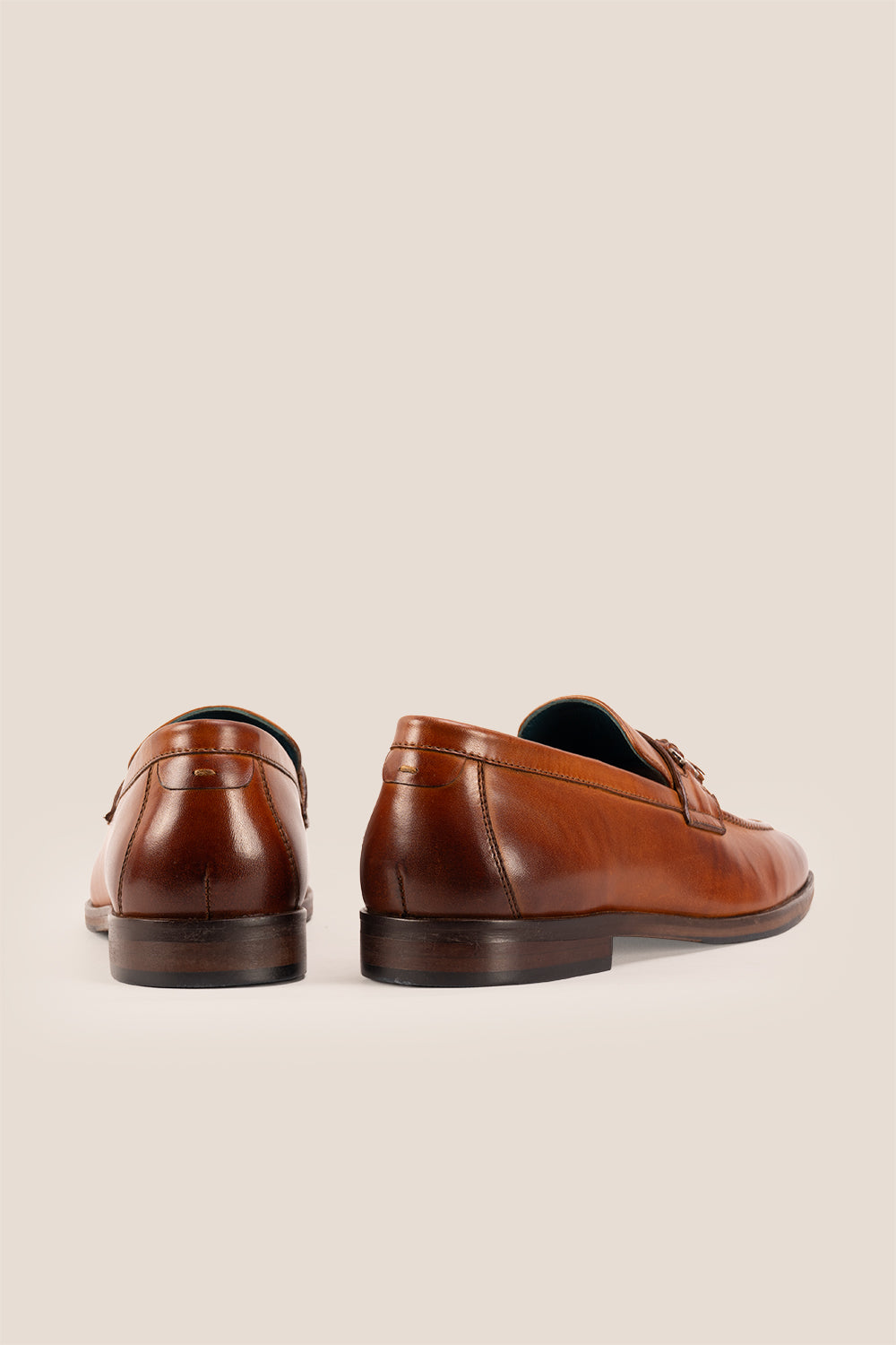 Emmet Tan men’s leather loafers featuring premium tan leather with tassel trim, ideal for formal and smart casual wear.