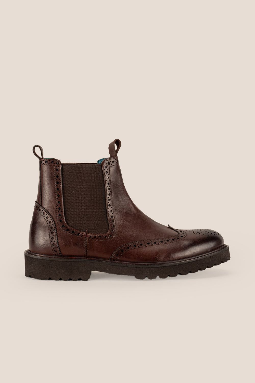 Grant Brown Leather Brogue Chelsea Boots | Oswin Hyde