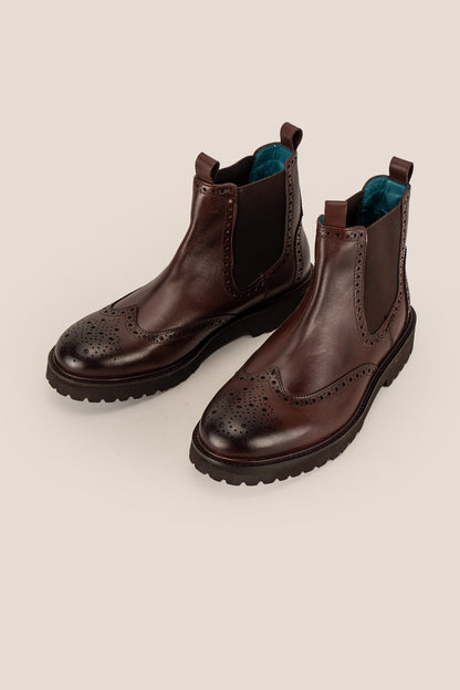 Grant Brown Leather Brogue Chelsea Boots | Oswin Hyde