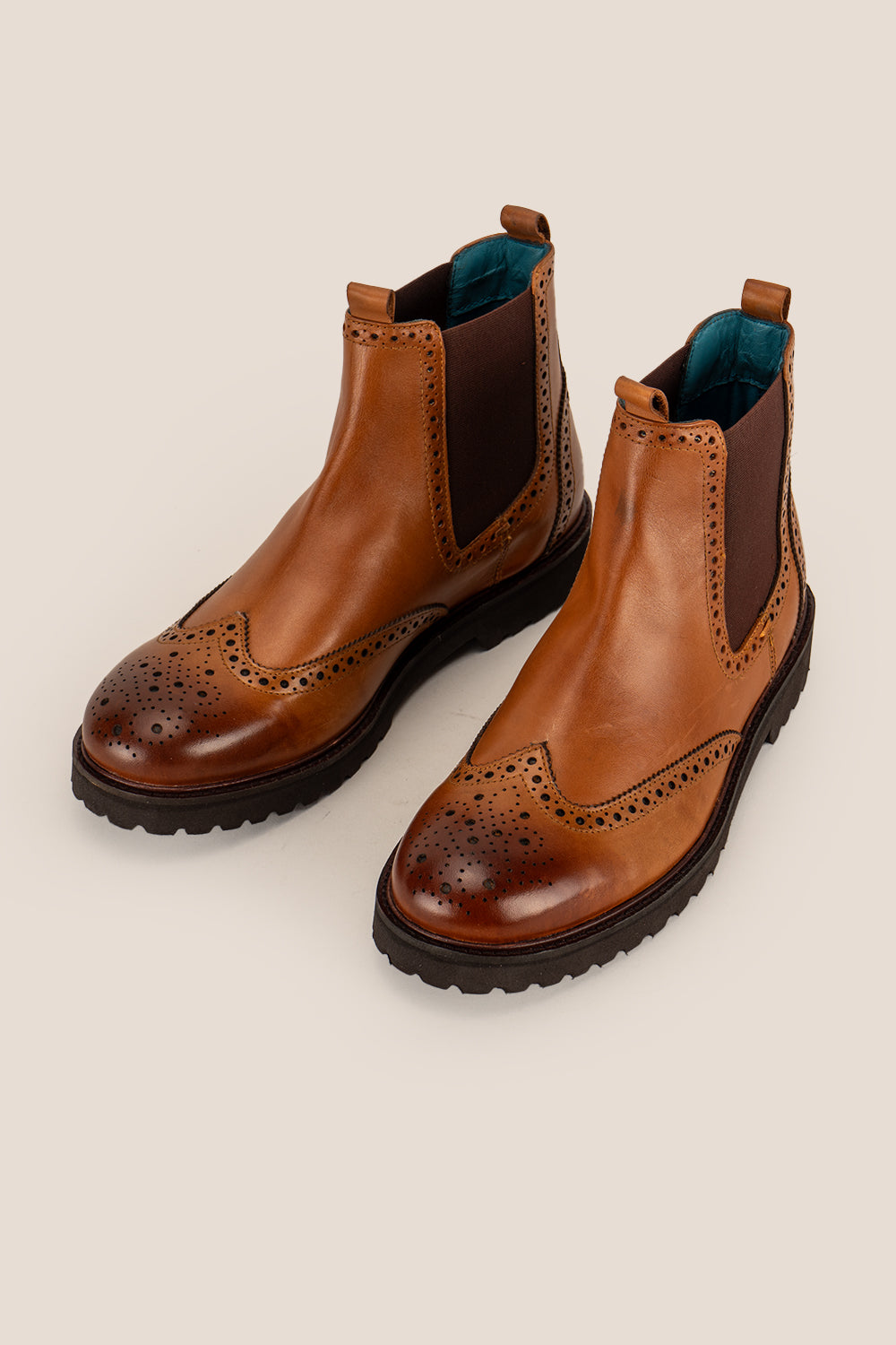 Grant Tan Leather Brogue Chelsea Boots | Oswin Hyde