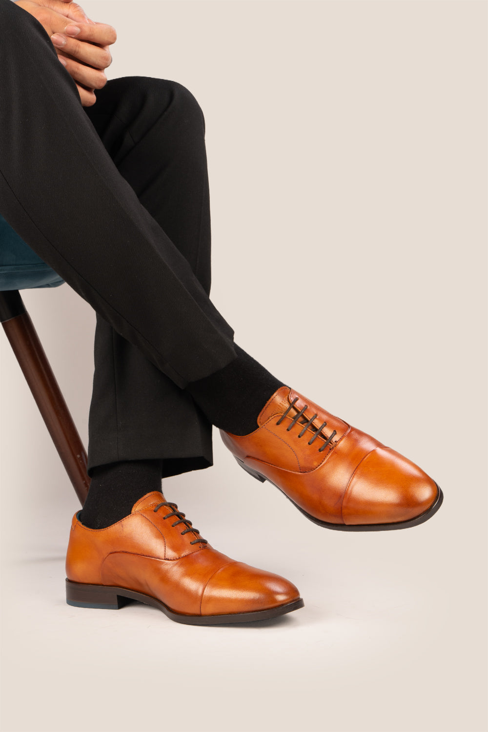 Men’s Jarvis Tan oxford lace-up leather shoes with sleek design, crafted for elegant office wear and lasting comfort.